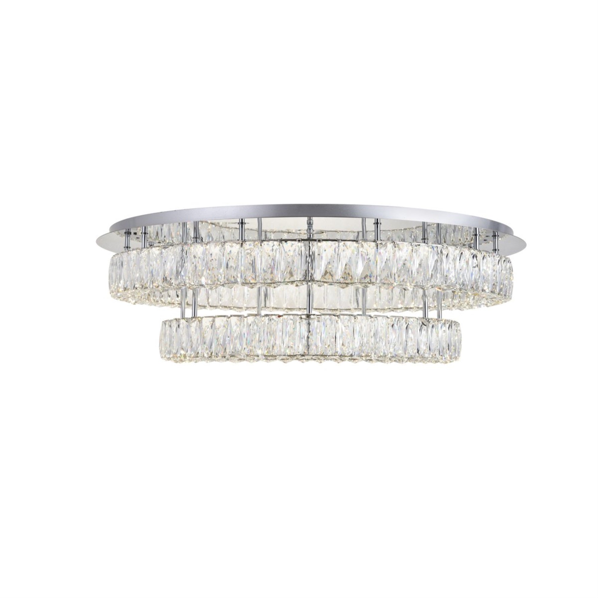 Elegant Lighting Monroe LED Chrome Flush Mount Light, Clear Crystal, 34inx34inx7.9in, Model 3503F33L2C
