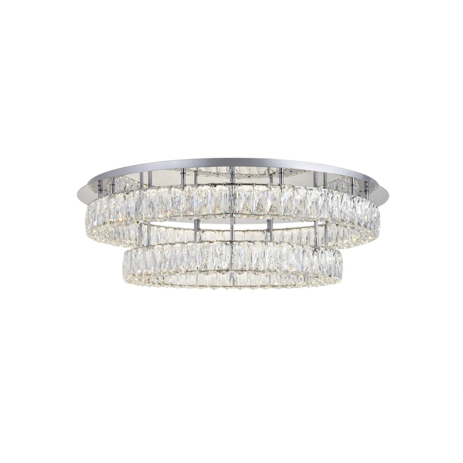 Elegant Lighting Monroe LED Chrome Flush Mount Light, Clear Crystal, 34inx34inx7.9in, Model 3503F33L2C