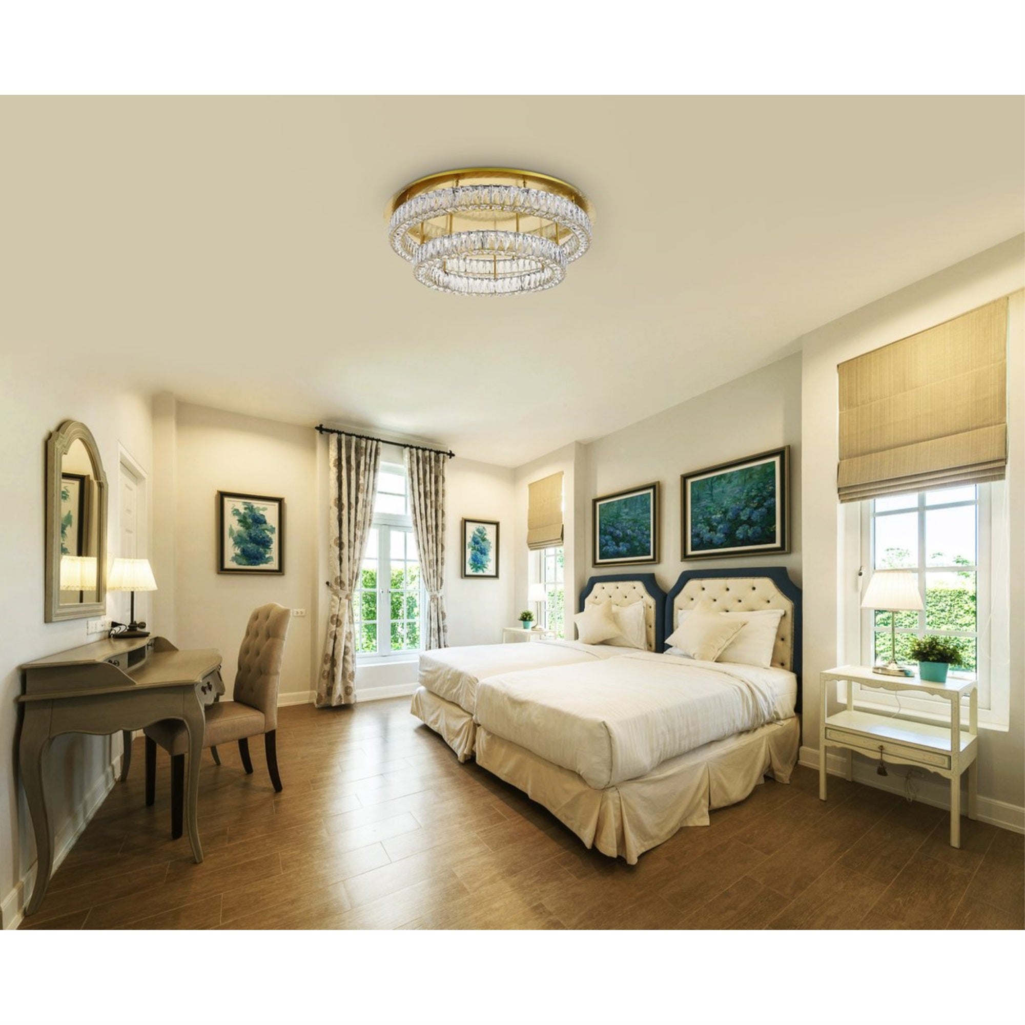 Elegant Lighting Indoor Modern Home Decorative Bright Monroe Led Light Gold Flush Mount Clear Royal Cut Crystal