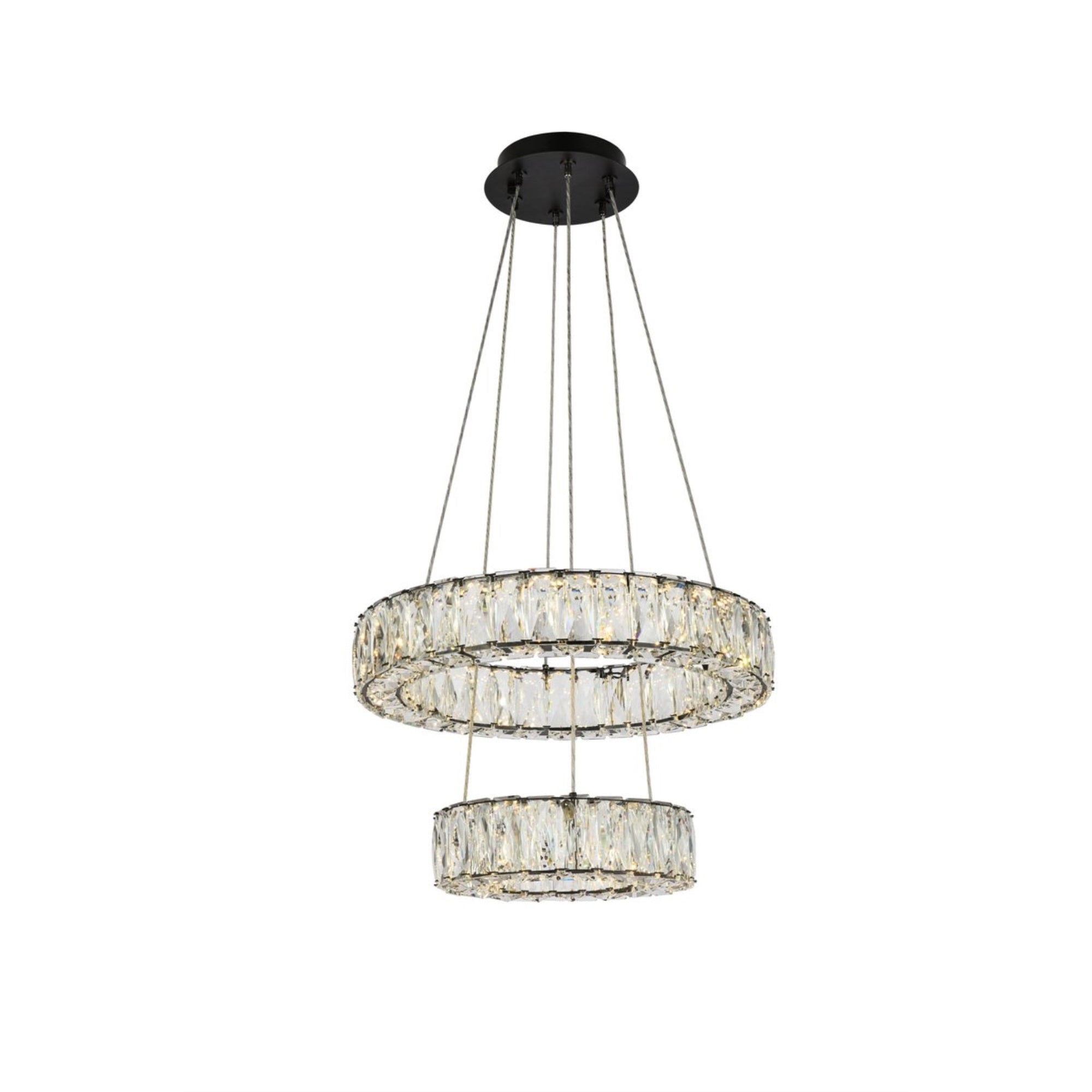 Monroe 18 inch LED two ring pendant in black
