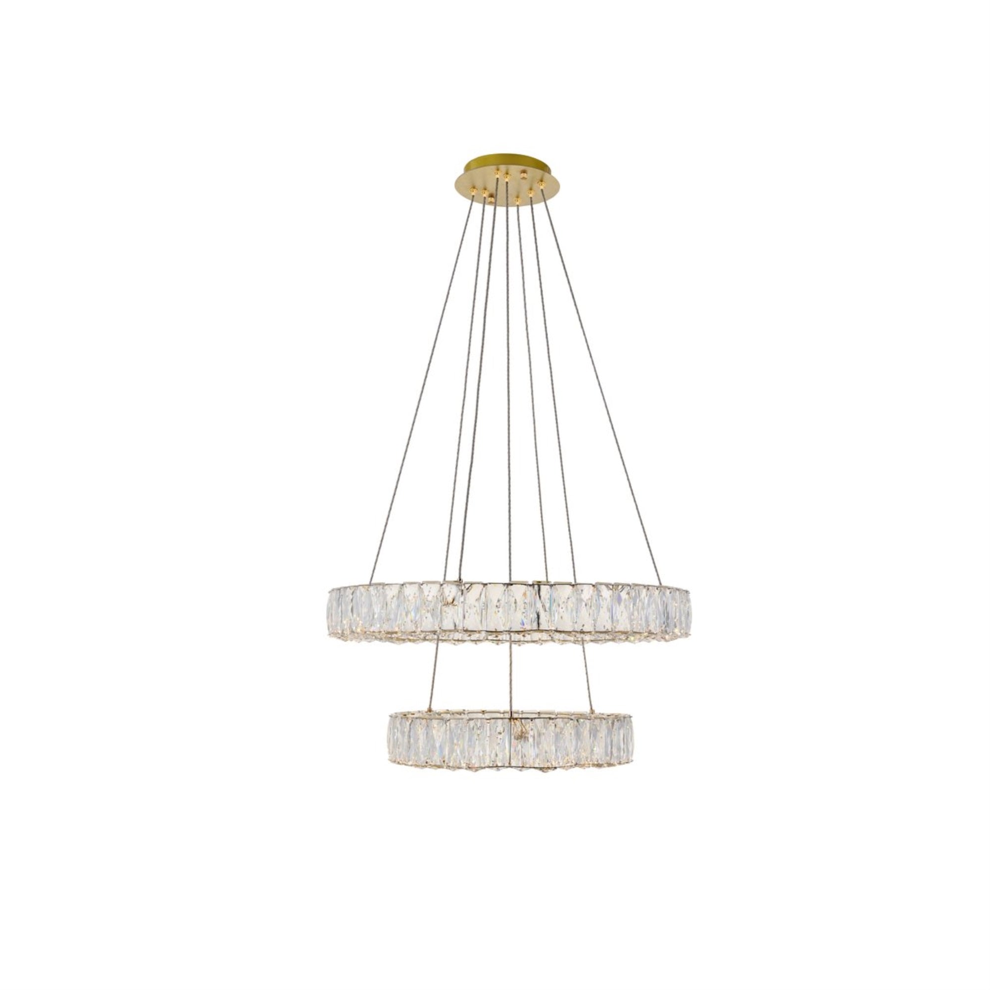 Elegant Lighting Indoor Modern Home Decorative Bright Monroe Integrated Led Chip Light Gold Chandelier Clear Royal Cut Crystal