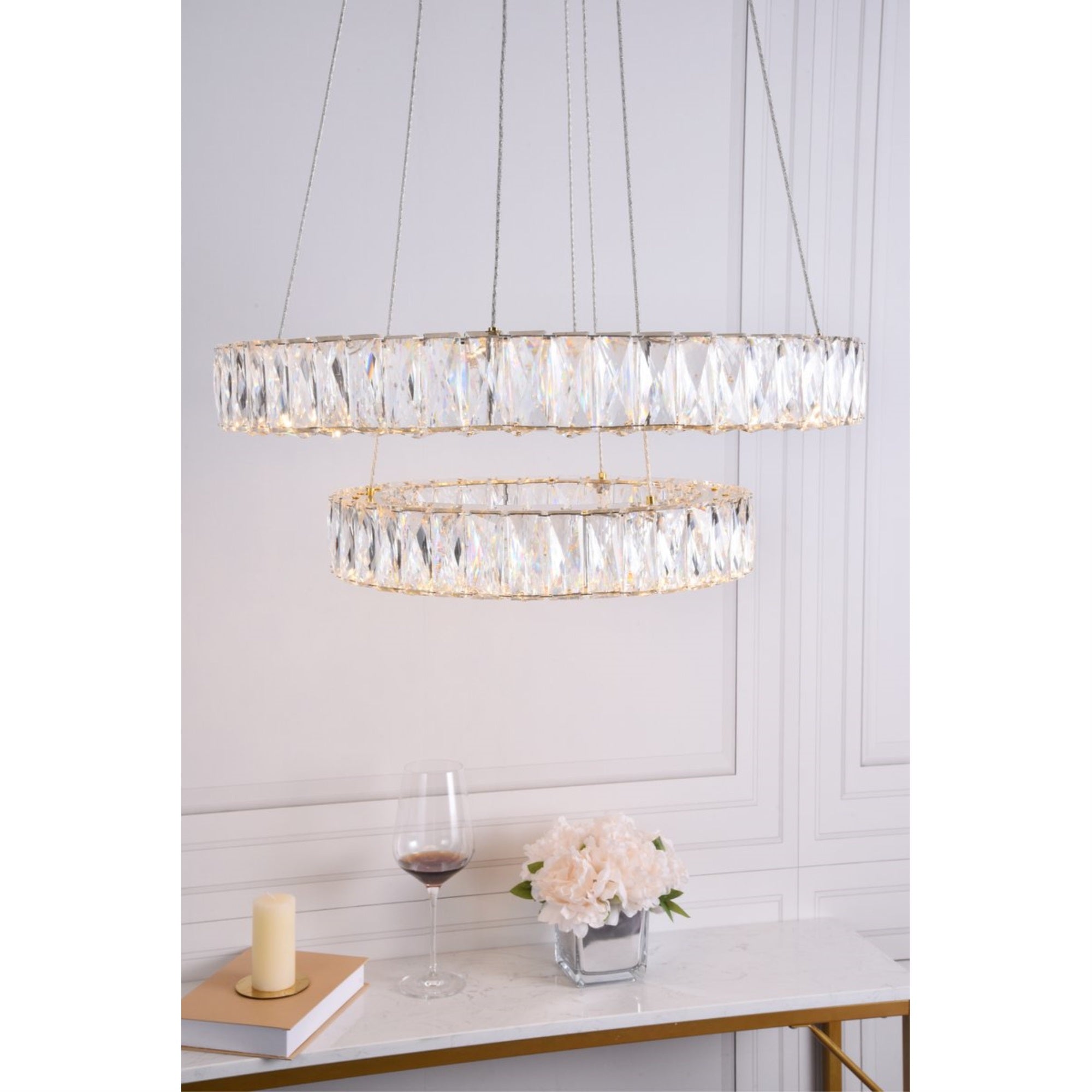 Elegant Lighting Indoor Modern Home Decorative Bright Monroe Integrated Led Chip Light Gold Chandelier Clear Royal Cut Crystal