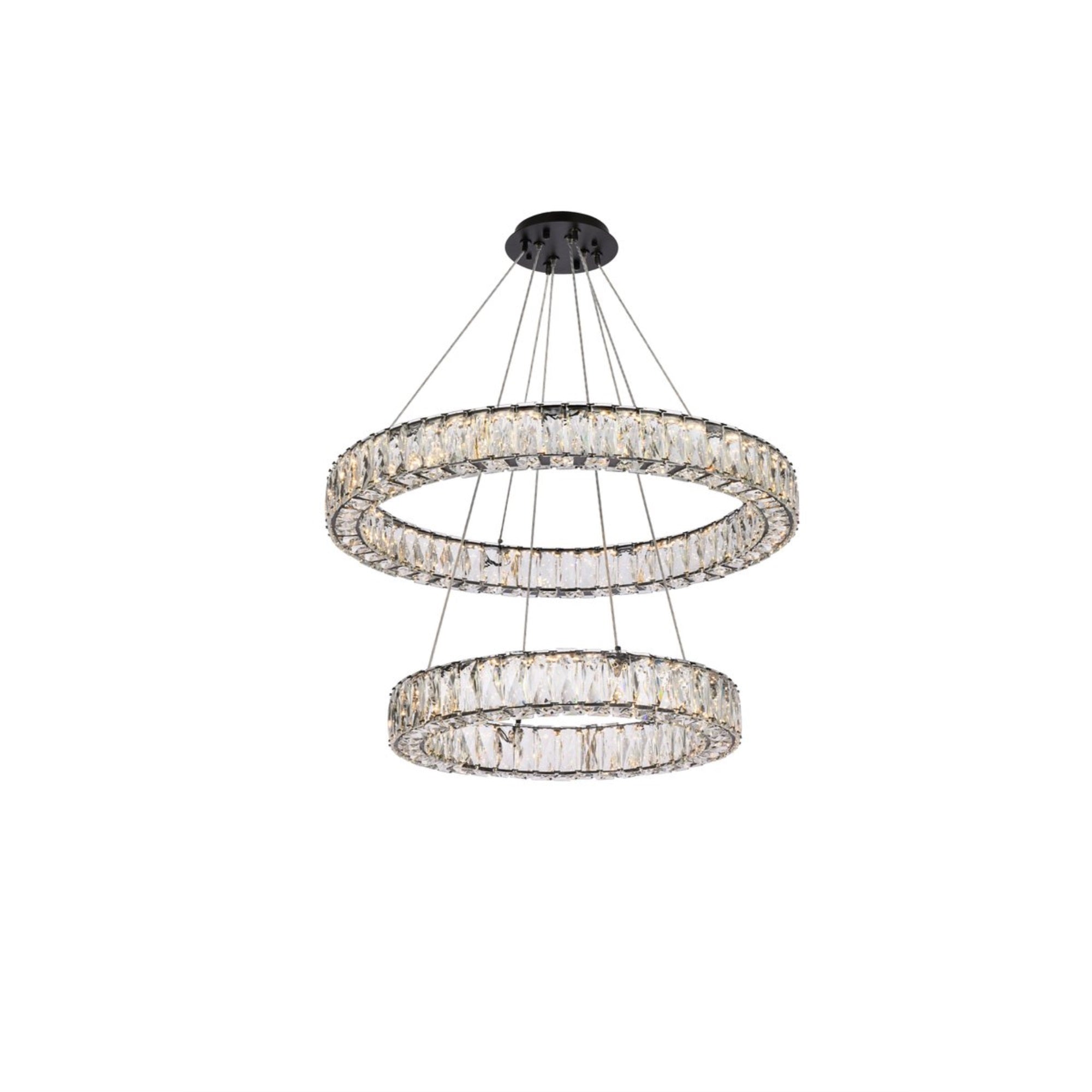 Monroe 28 inch LED double ring chandelier in black