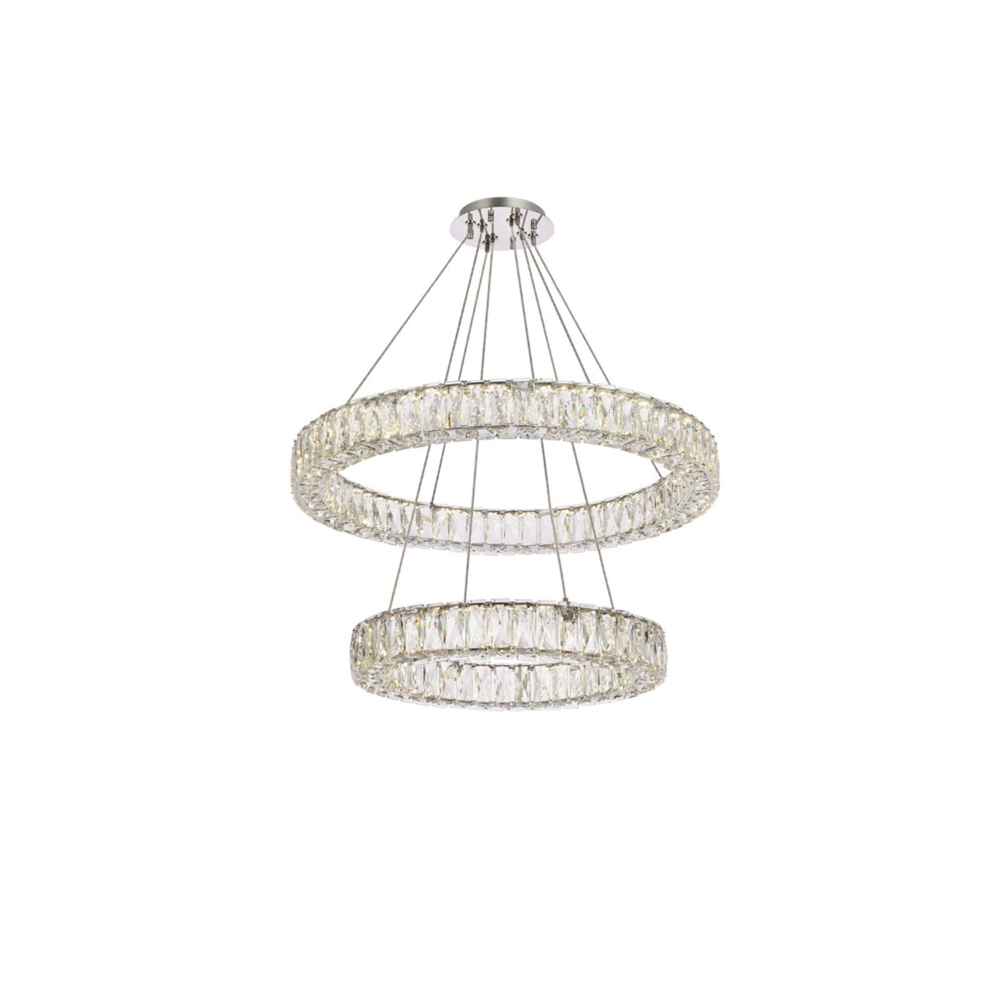 Monroe 28 inch LED double ring chandelier in chrome