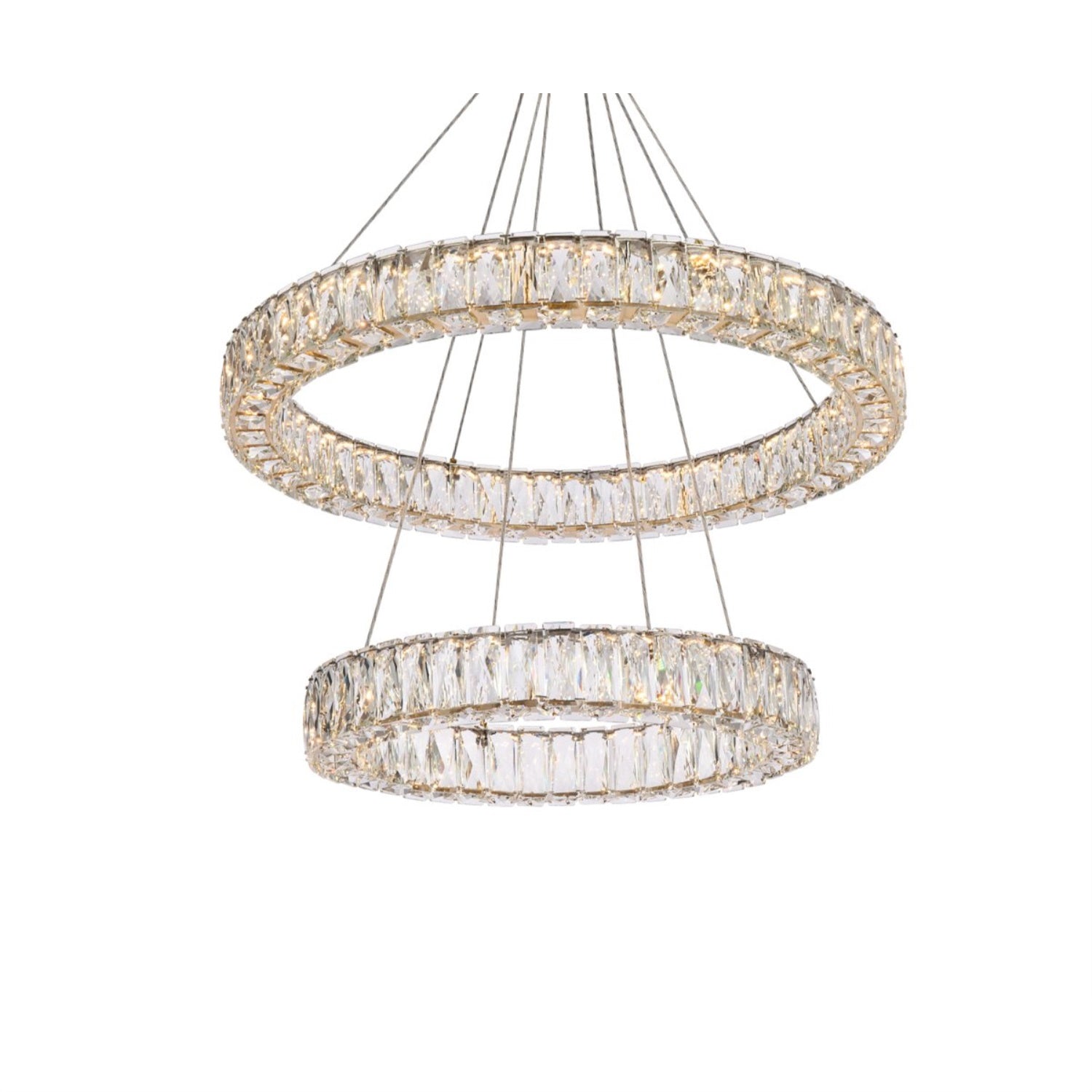 Elegant Lighting Monroe 28 Inch Led Double Ring Chandelier In Gold