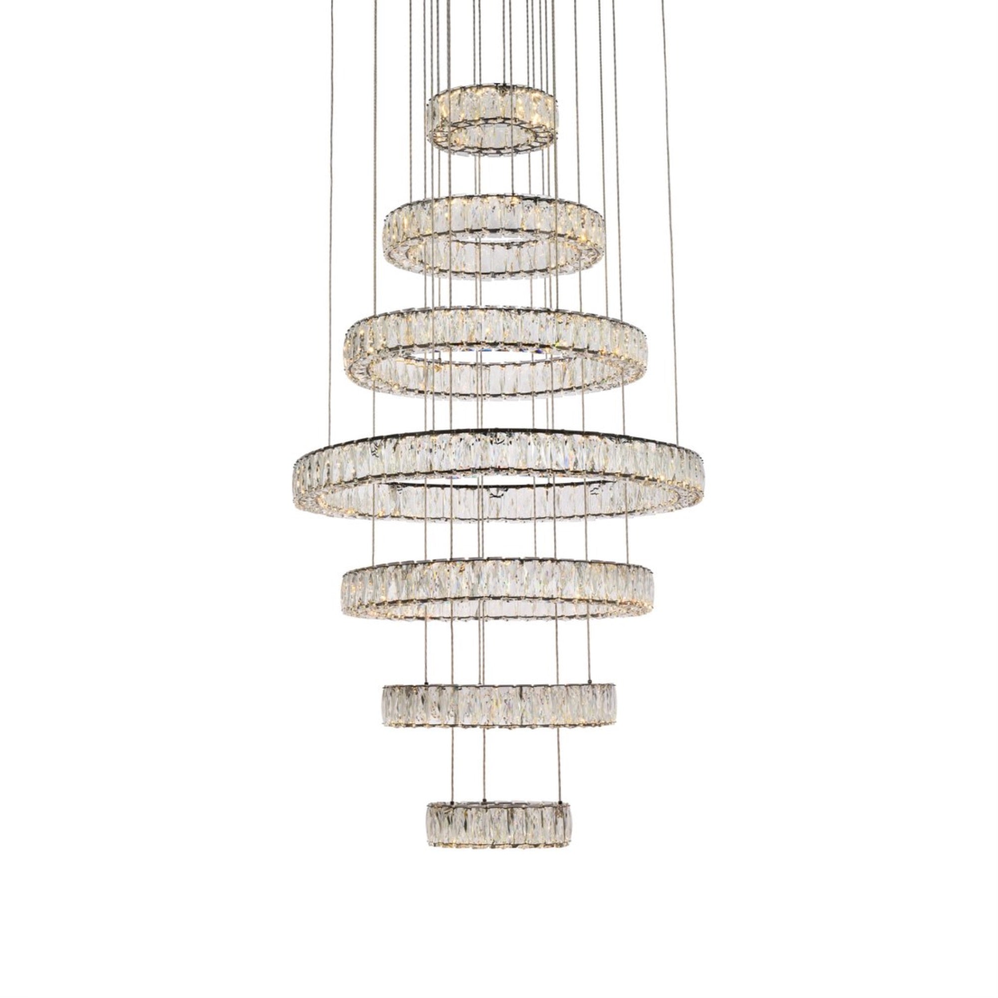 Monroe 34 inch LED seven ring chandelier in black