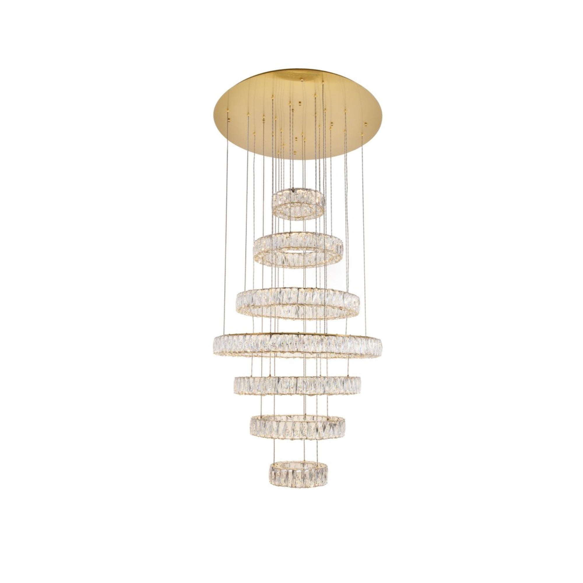 Elegant Lighting Gold Chandelier Integrated LED Light 34inD x 38.3inH Clear Royal Cut Crystal Model 3503G34G