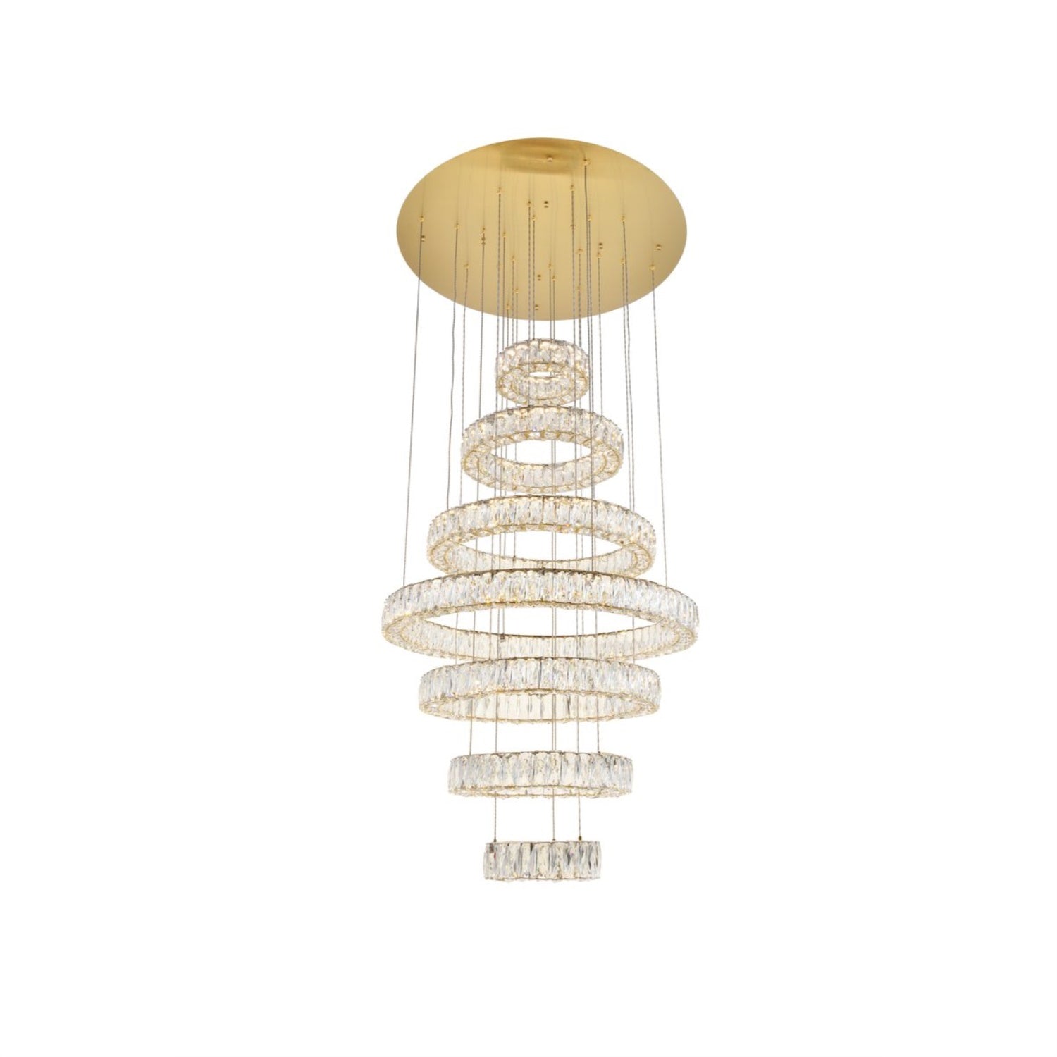 Elegant Lighting Gold Chandelier Integrated LED Light 34inD x 38.3inH Clear Royal Cut Crystal Model 3503G34G