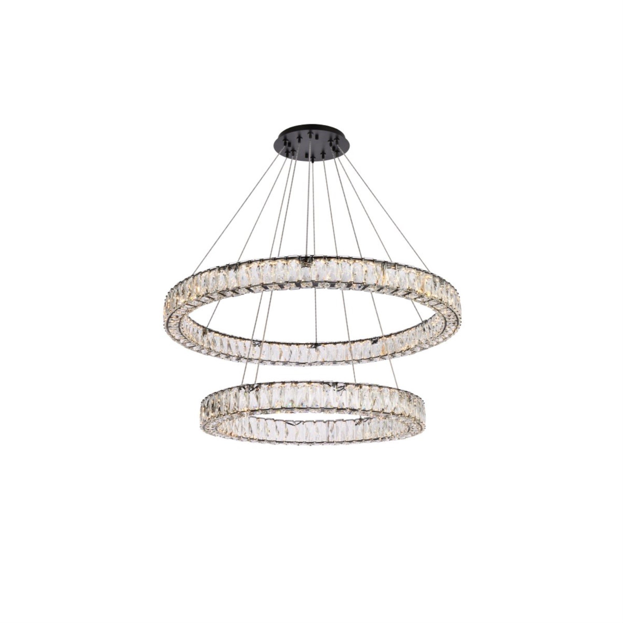 Monroe 36 inch LED double ring chandelier in black