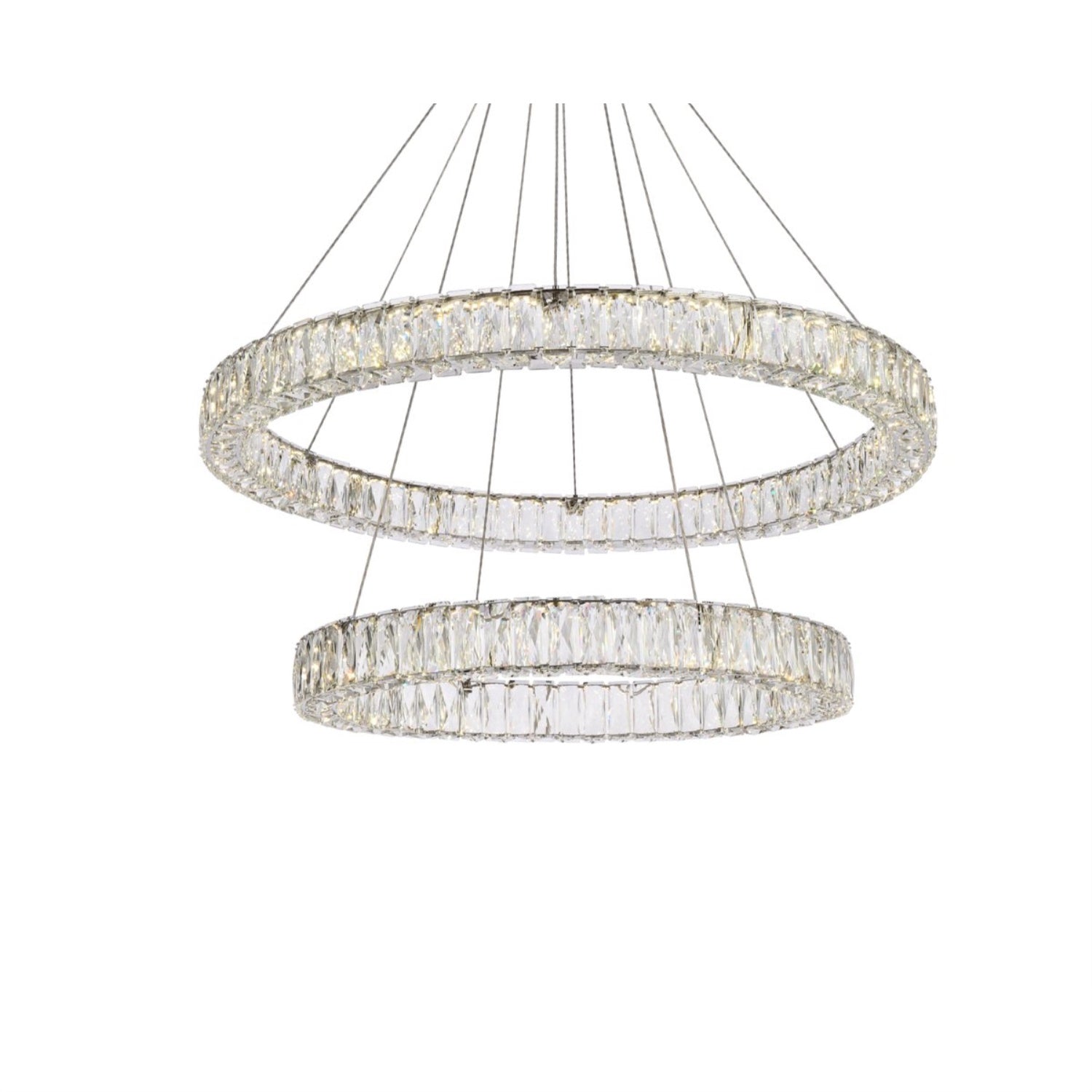Elegant Lighting Indoor Modern Bright Home Decorative Ceiling Lighting Monroe 36 Inch Led Double Ring Chandelier - Chrome