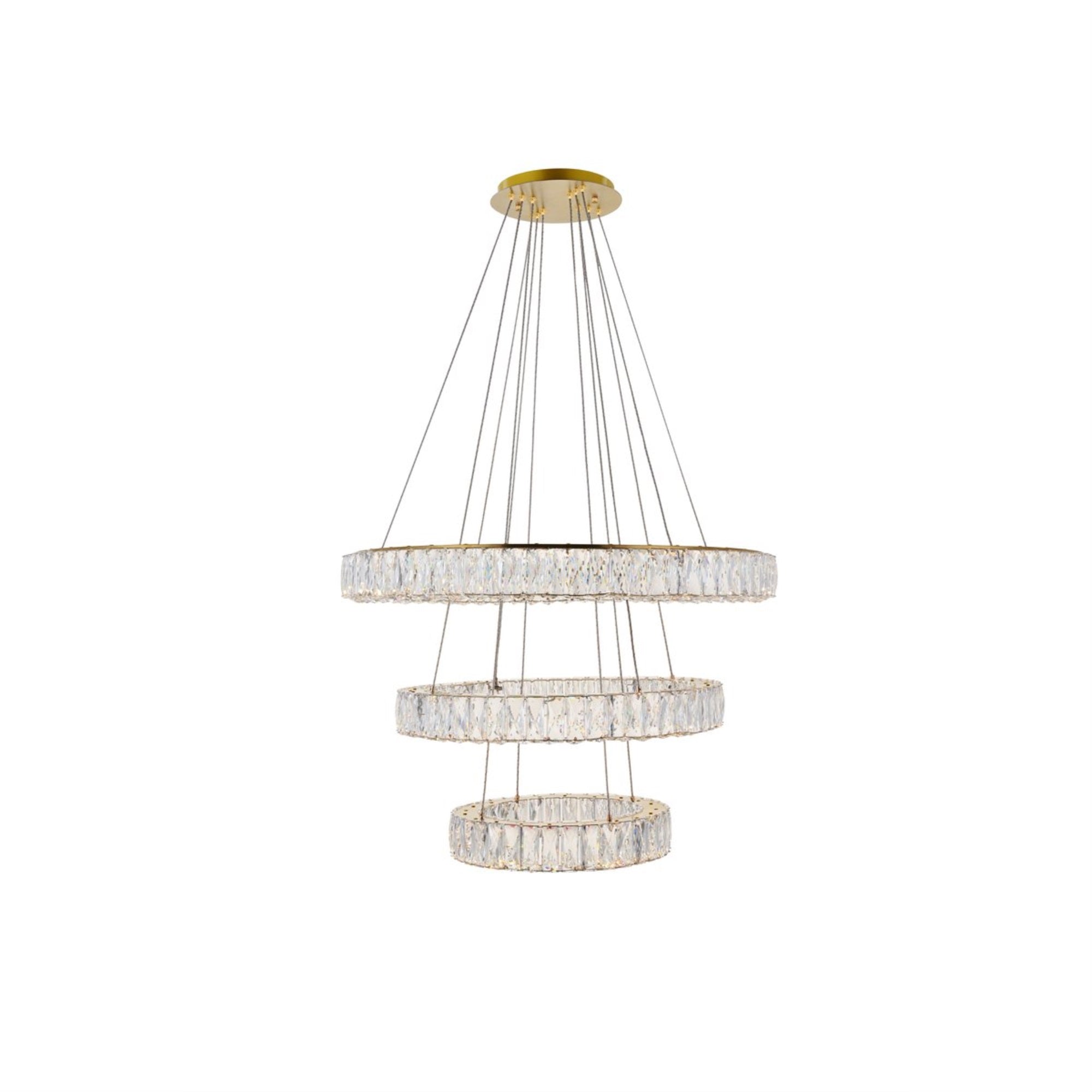 Elegant Lighting Gold Chandelier with Clear Royal Cut Crystal, 31.5inD x 21inH, Model 3503G3LG, Metal Material