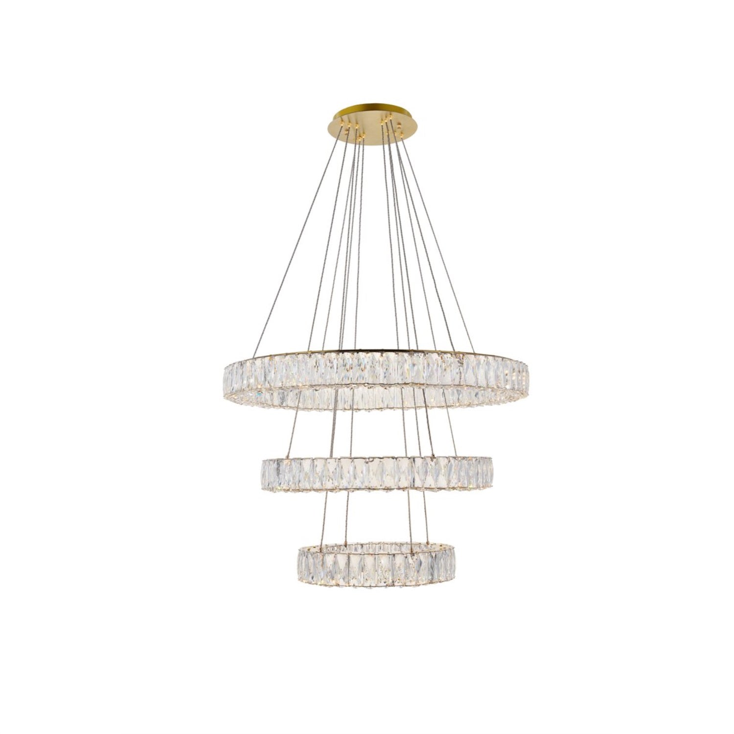 Elegant Lighting Gold Chandelier with Clear Royal Cut Crystal, 31.5inD x 21inH, Model 3503G3LG, Metal Material