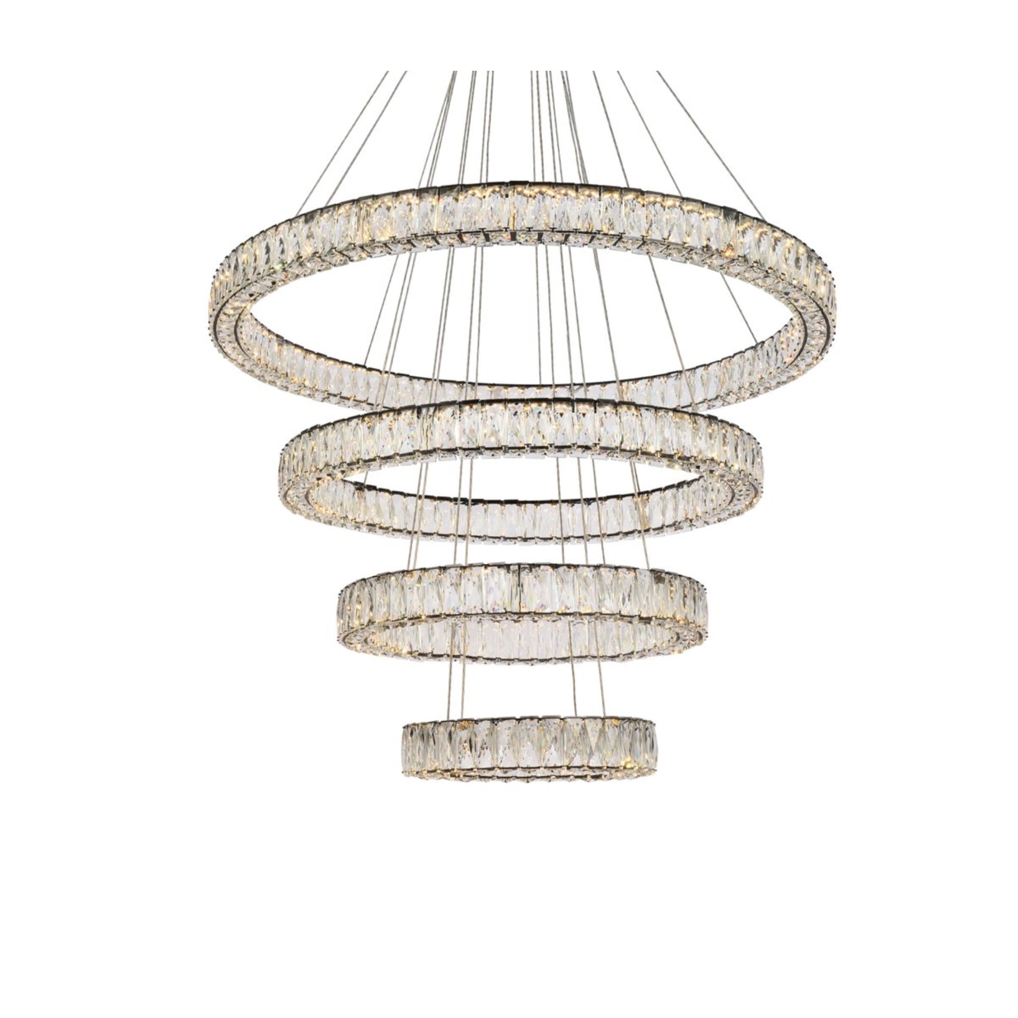 Monroe 41 inch LED four ring chandelier in black