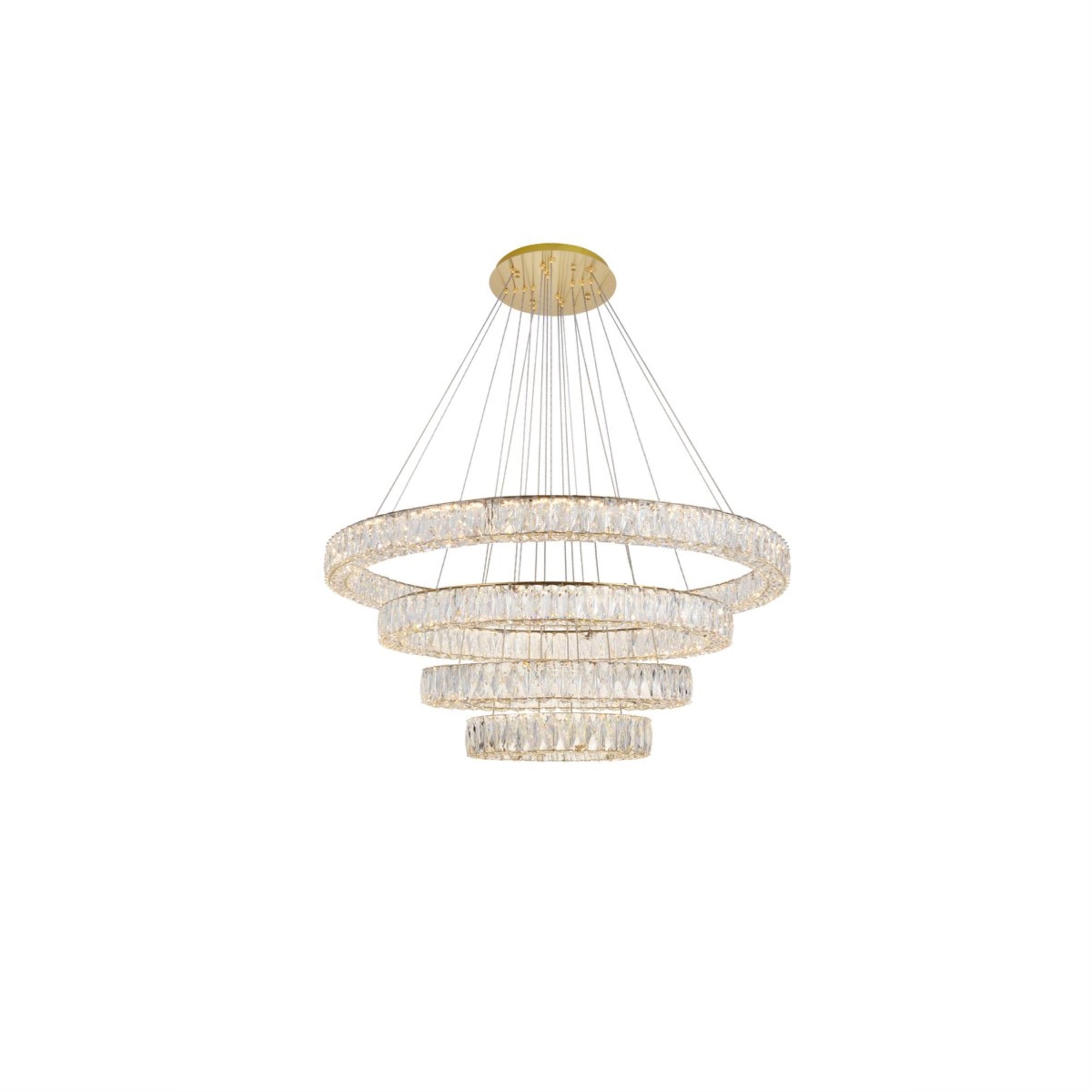 Monroe Integrated Led Chip Light Gold Chandelier Clear Royal Cut Crystal