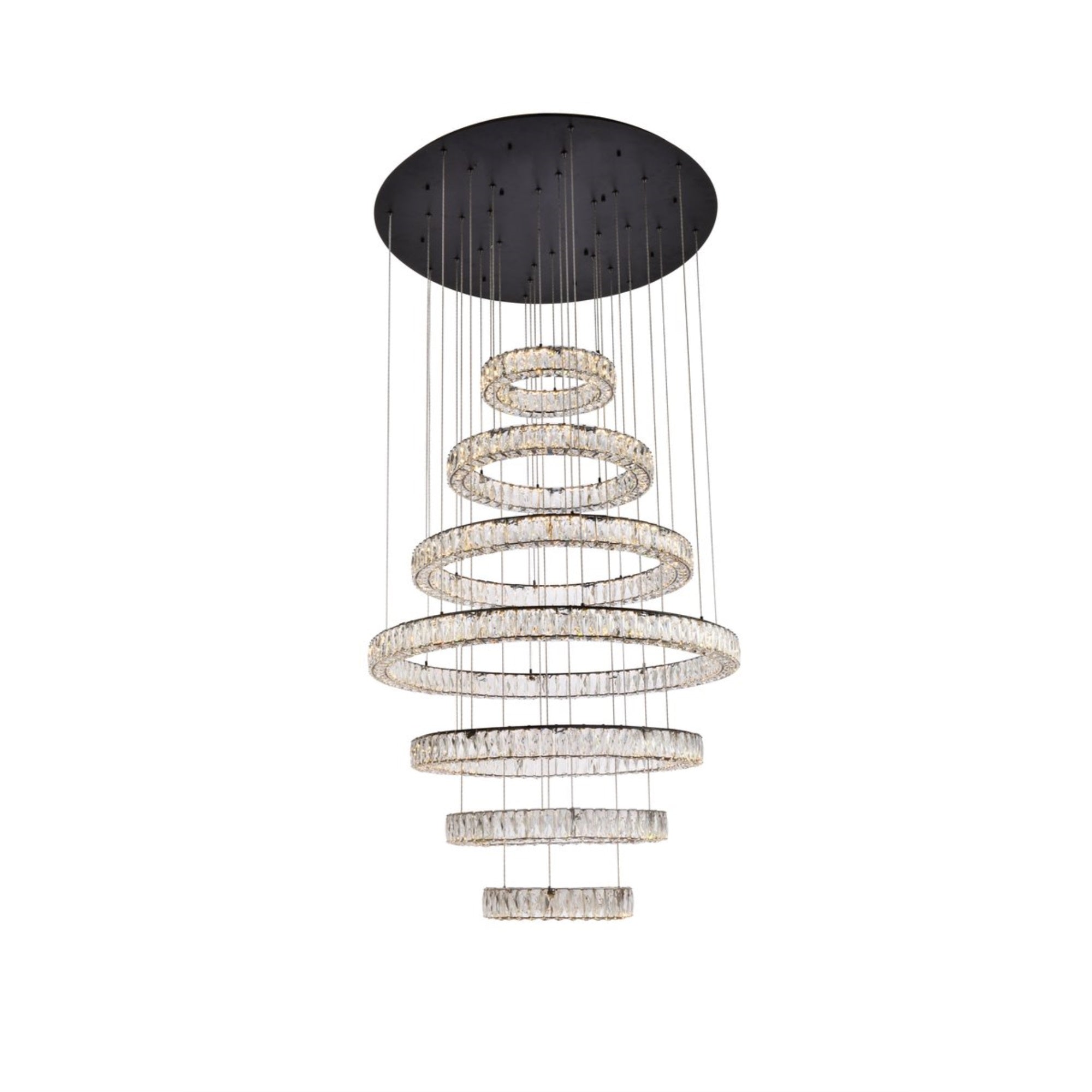 Monroe 40 inch LED seven ring chandelier in black