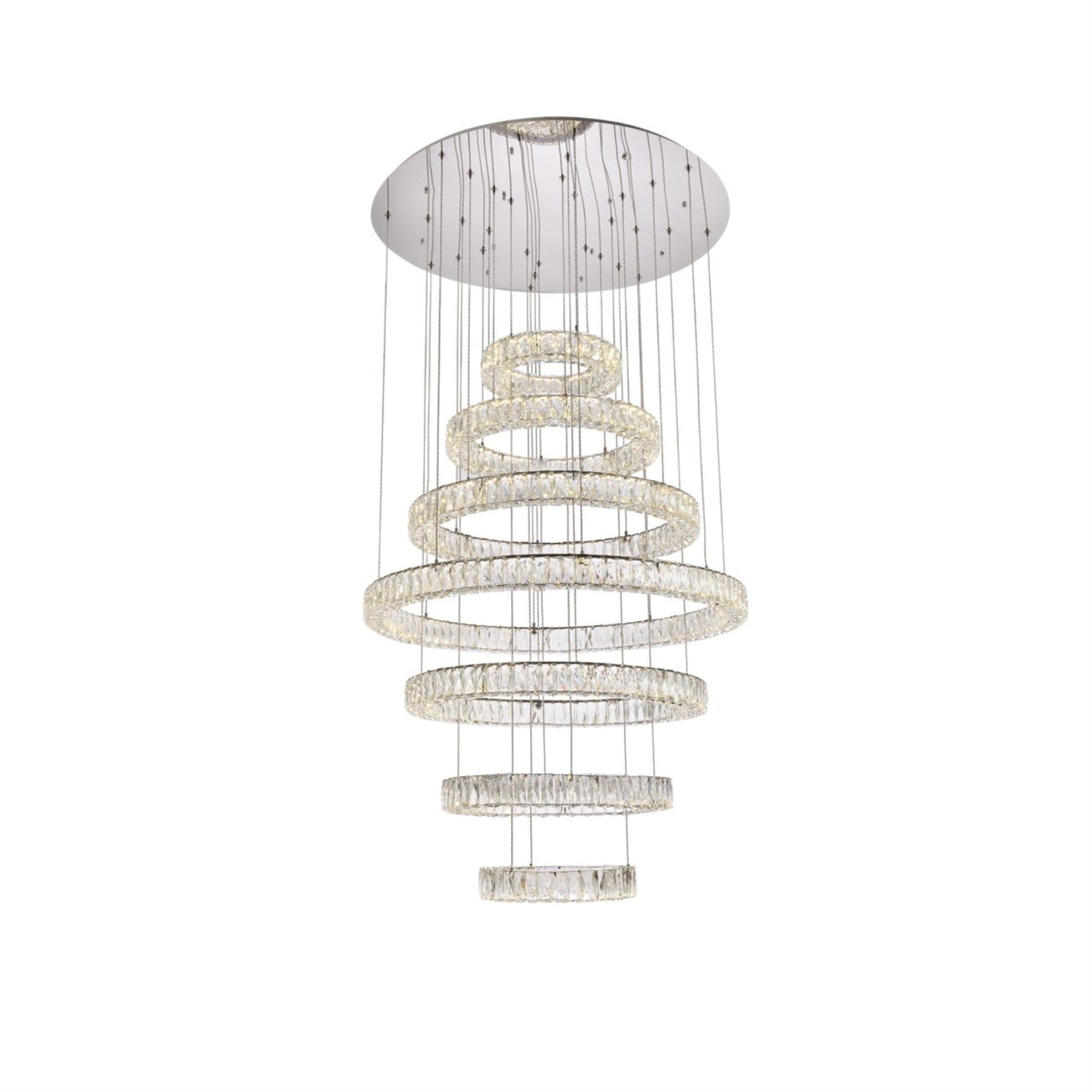 Monroe 40 inch LED seven ring chandelier in chrome