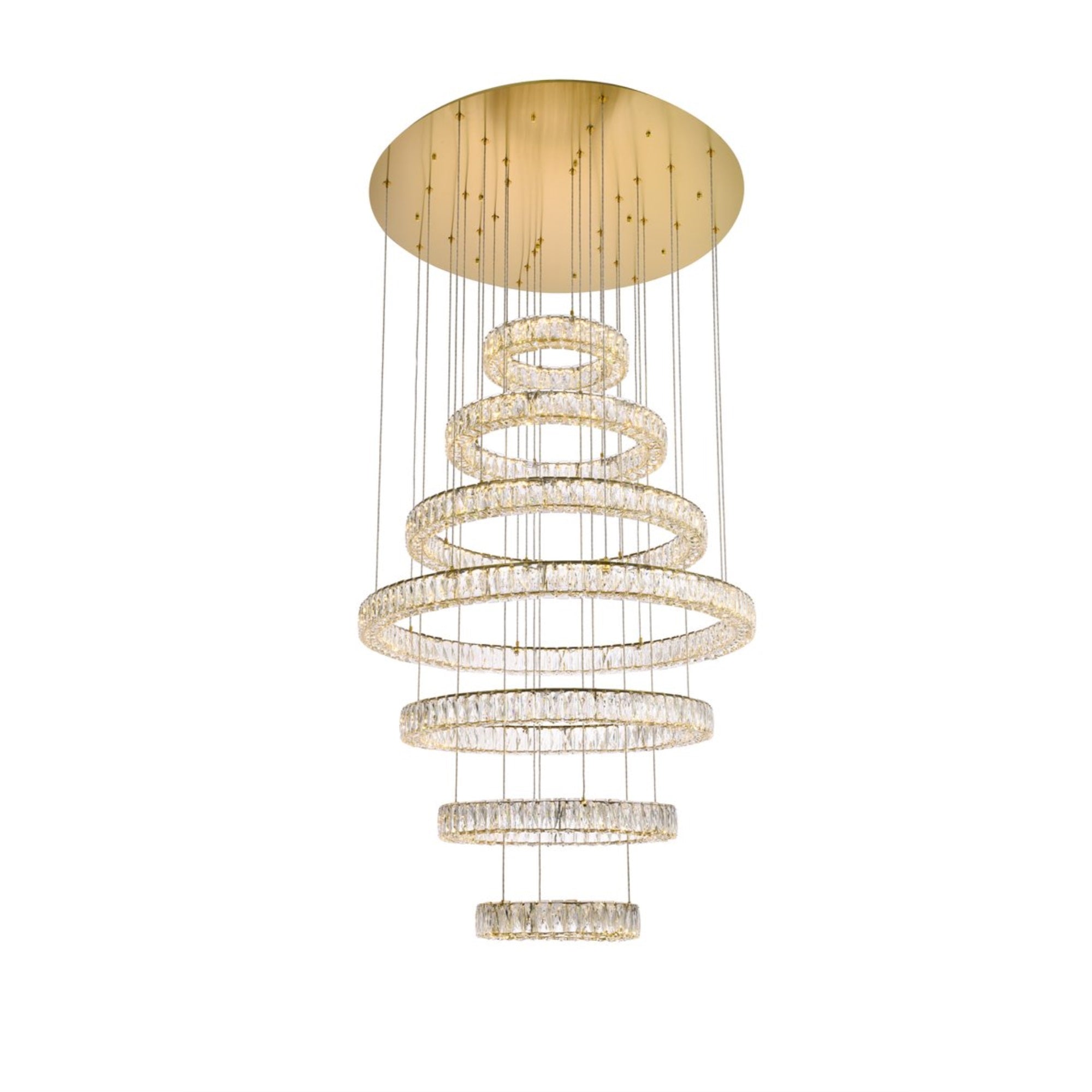 Monroe 40 inch LED seven ring chandelier in gold