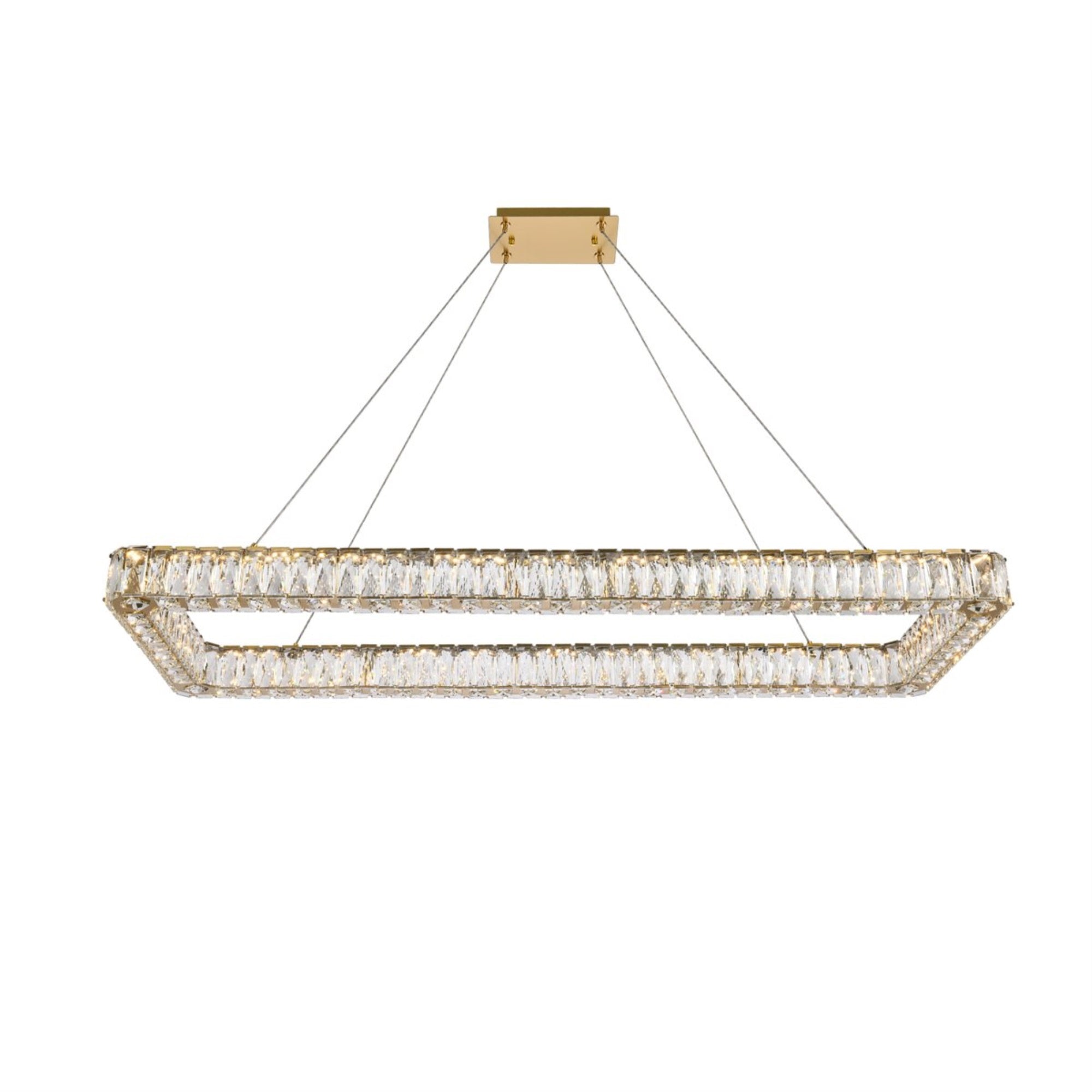 Elegant Lighting Monroe 50&quot; Led Single Rectangle Pendant In Gold