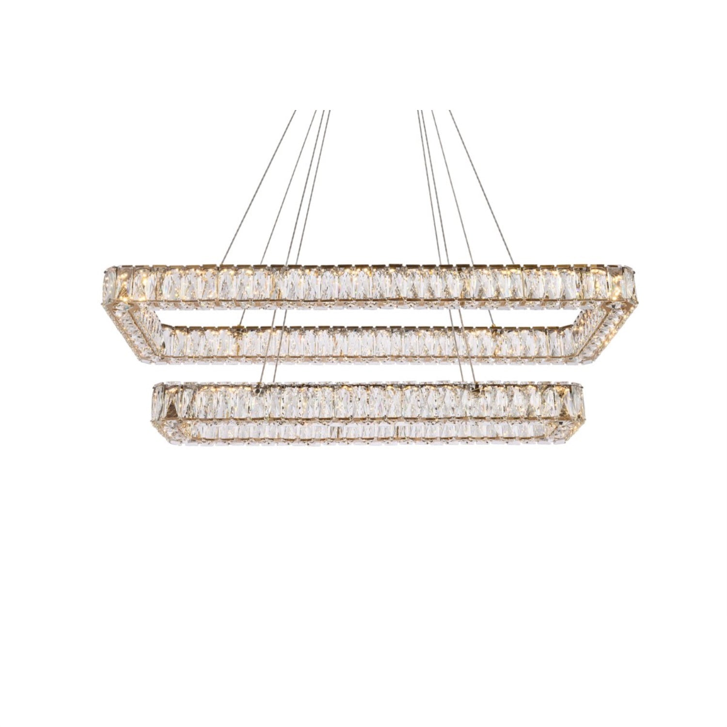 Elegant Lighting Monroe 42&quot; Led Double Rectangle Pendant In Gold