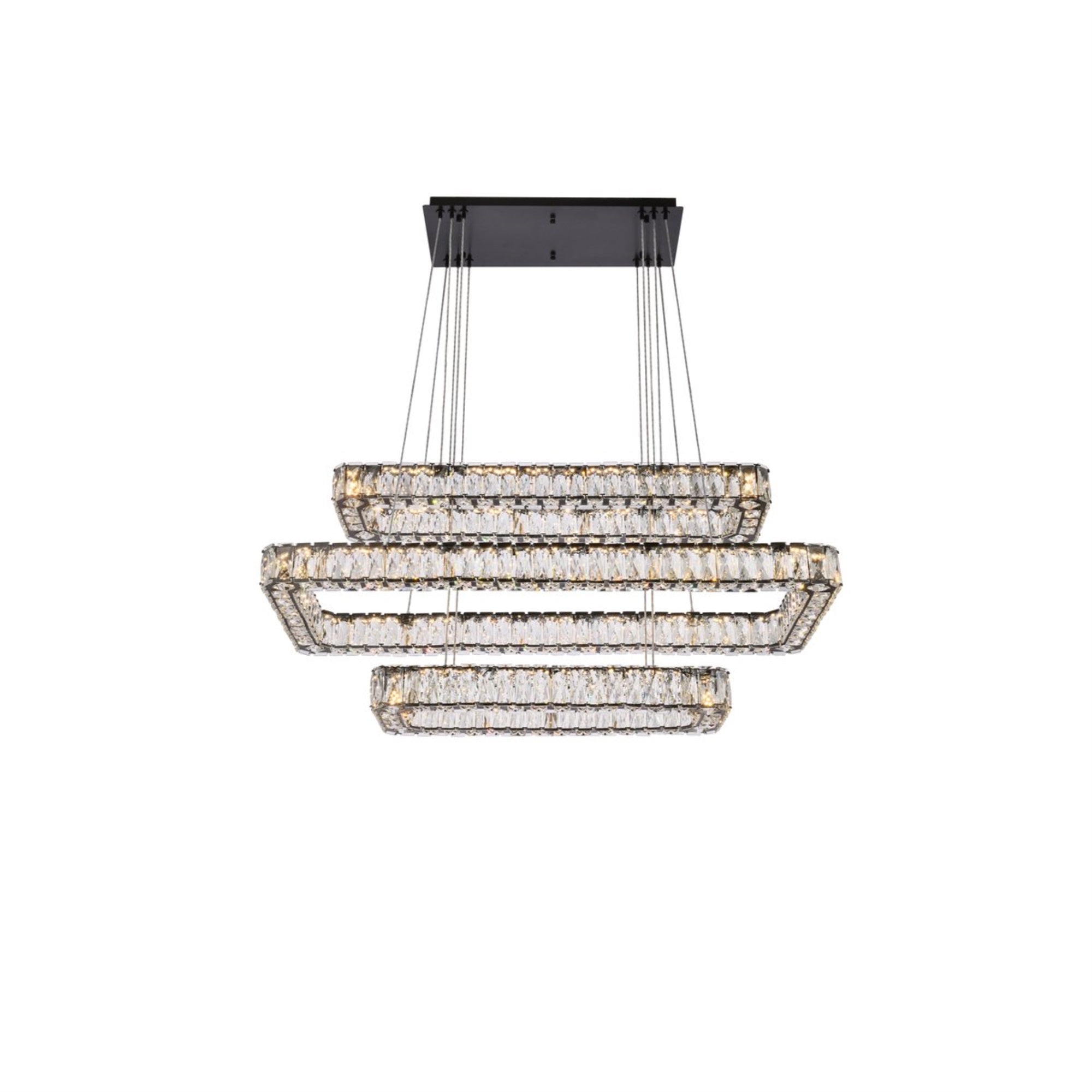 Monroe 42 inch LED triple rectangle pendant in black