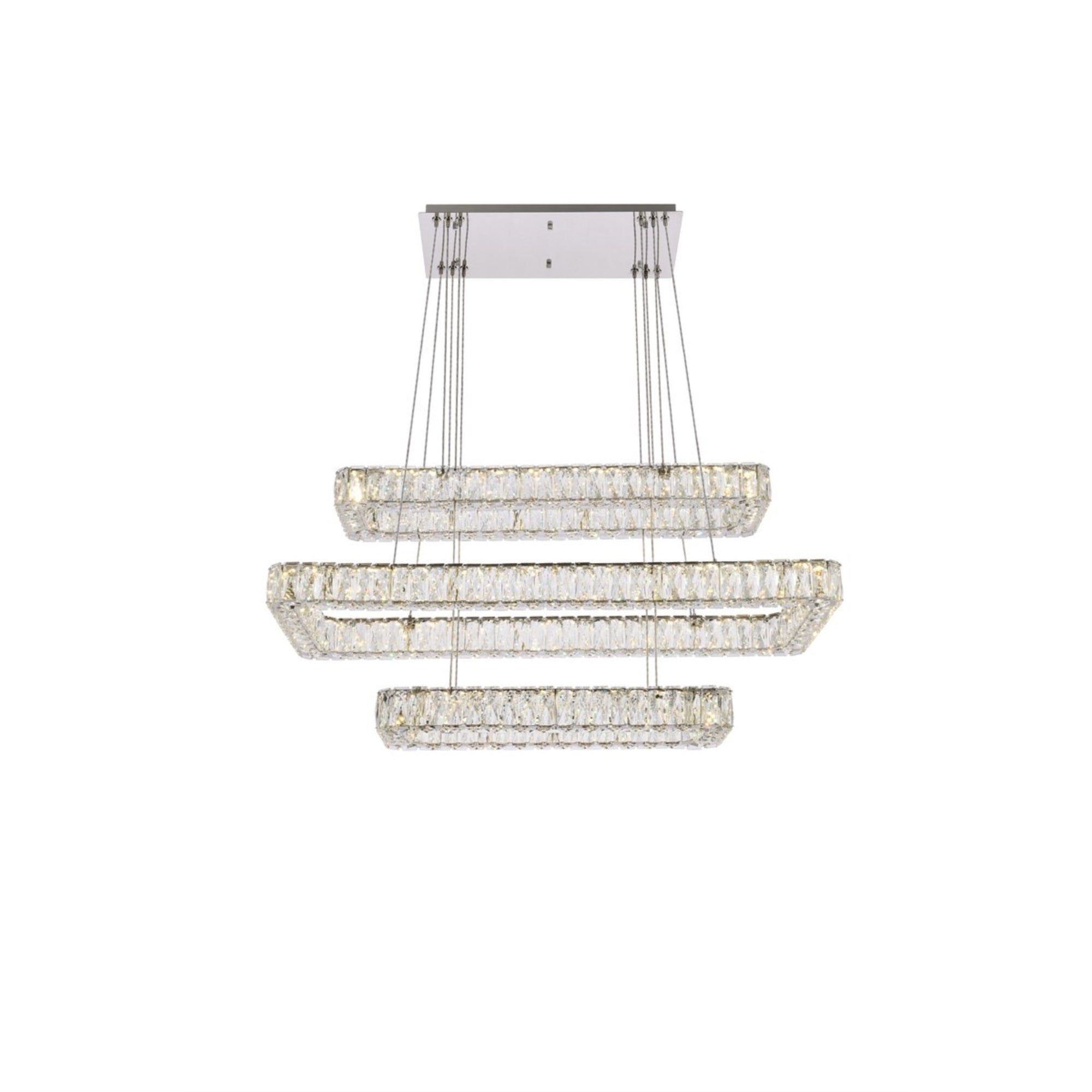 Monroe 42 inch LED triple rectangle pendant in chrome