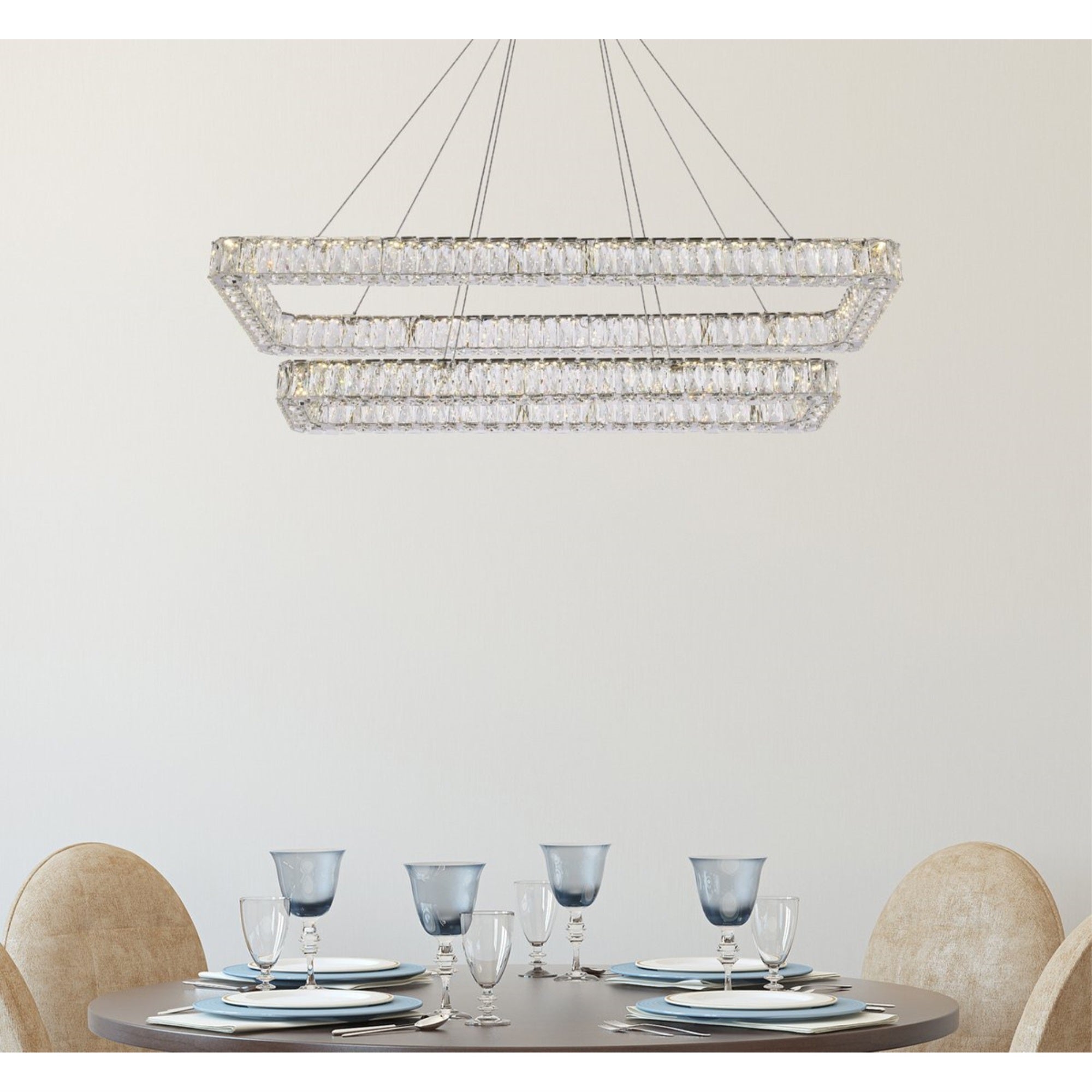 Monroe 50 Inch Led Double Rectangle Pendant In Chrome