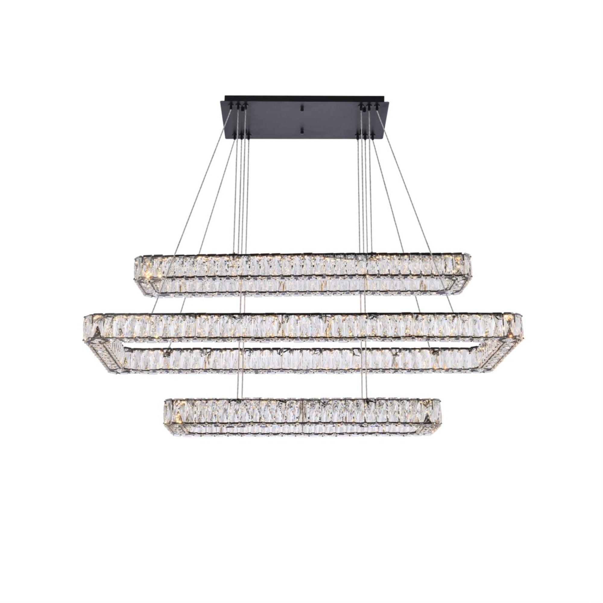 Monroe 50 inch LED triple rectangle pendant in black