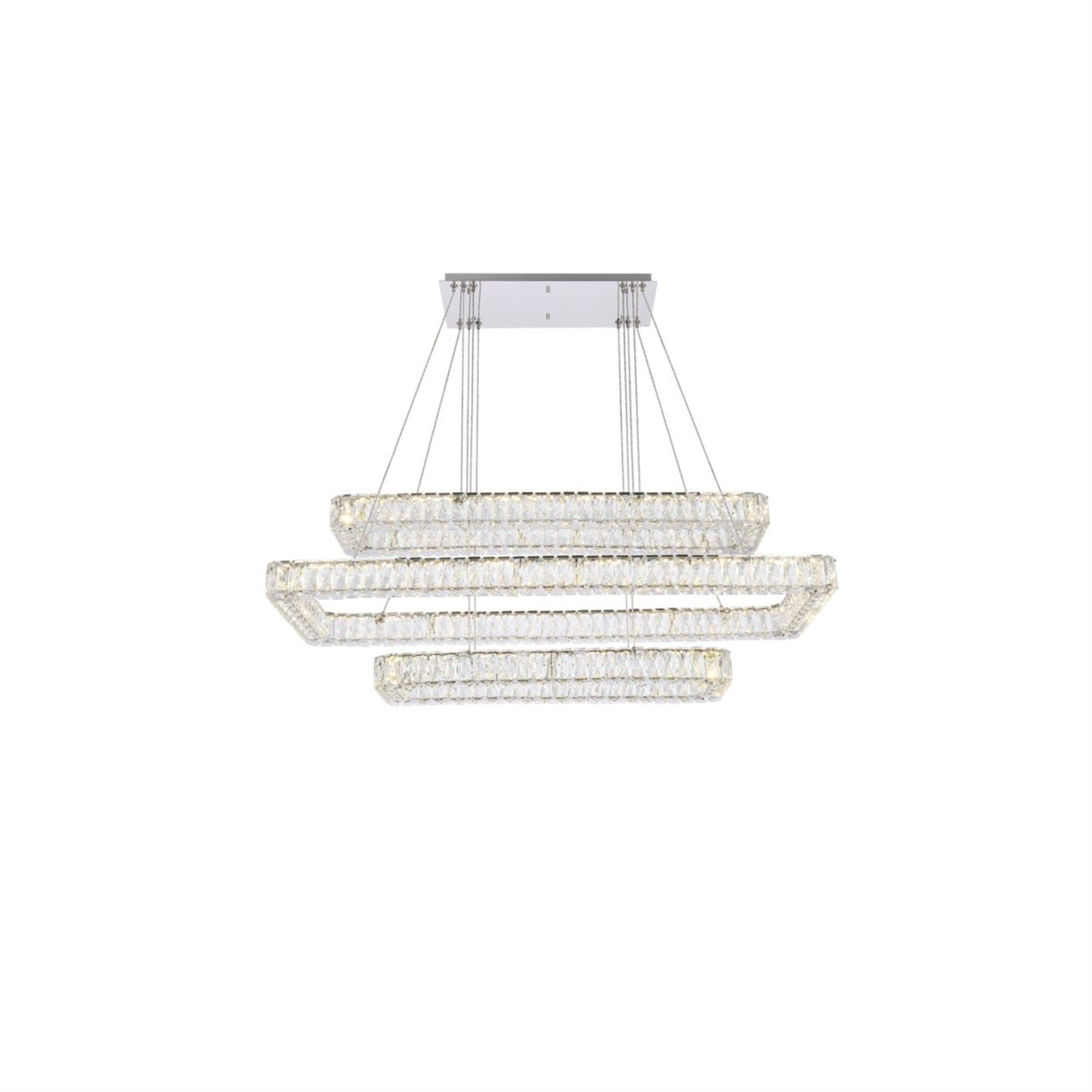 Monroe 50 inch LED triple rectangle pendant in chrome