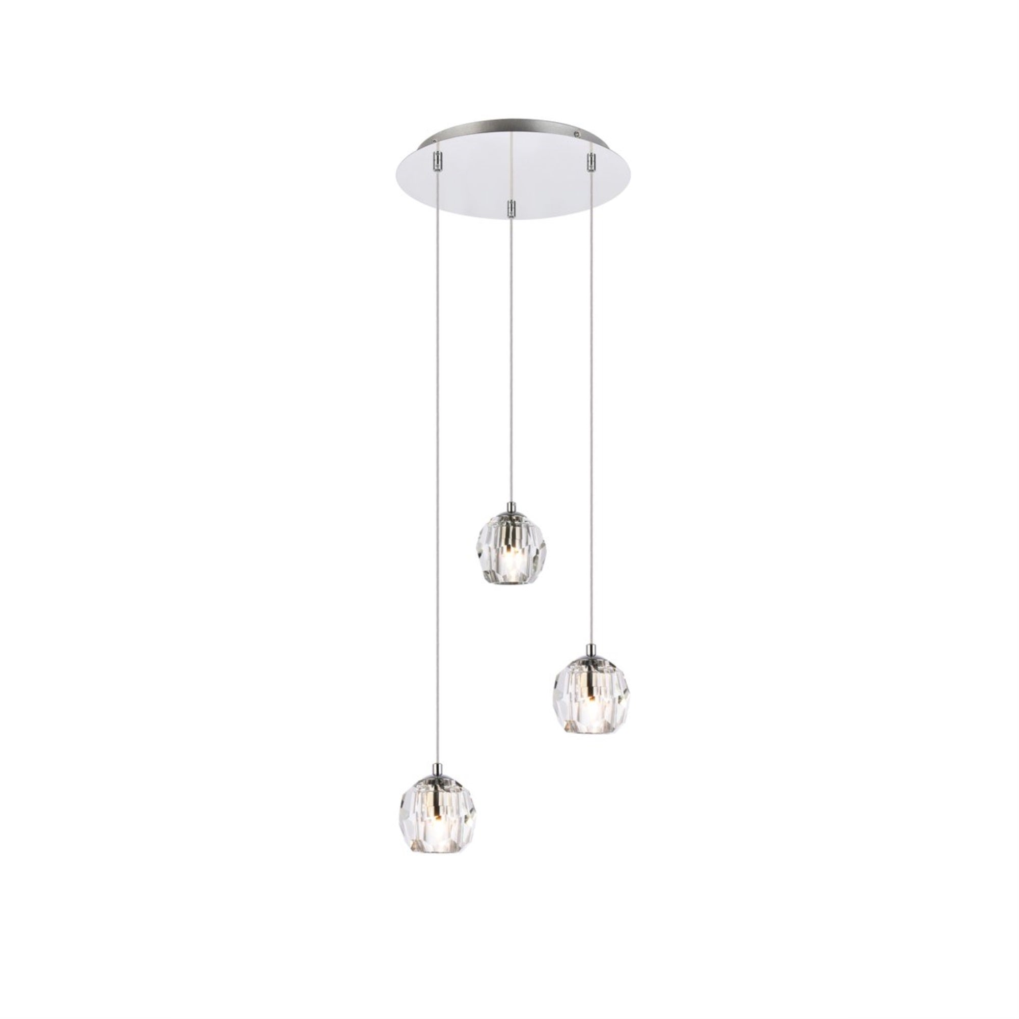 Elegant Lighting Eren Adjustable Pendant Light, 3 Lights, Chrome, Stainless Steel, 3.7inx11.8inx11.8in, Model 3505D12C