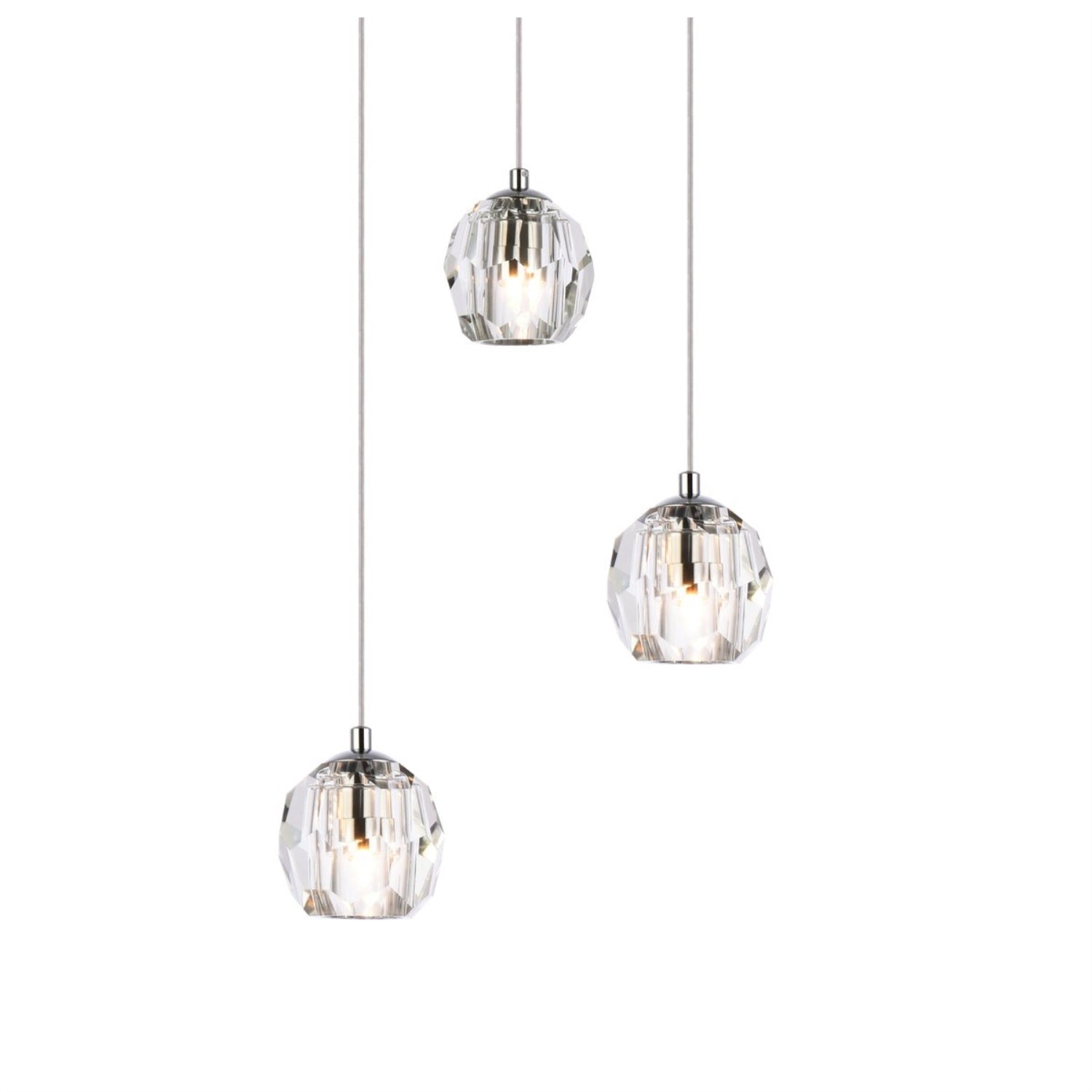 Elegant Lighting Eren Adjustable Pendant Light, 3 Lights, Chrome, Stainless Steel, 3.7inx11.8inx11.8in, Model 3505D12C