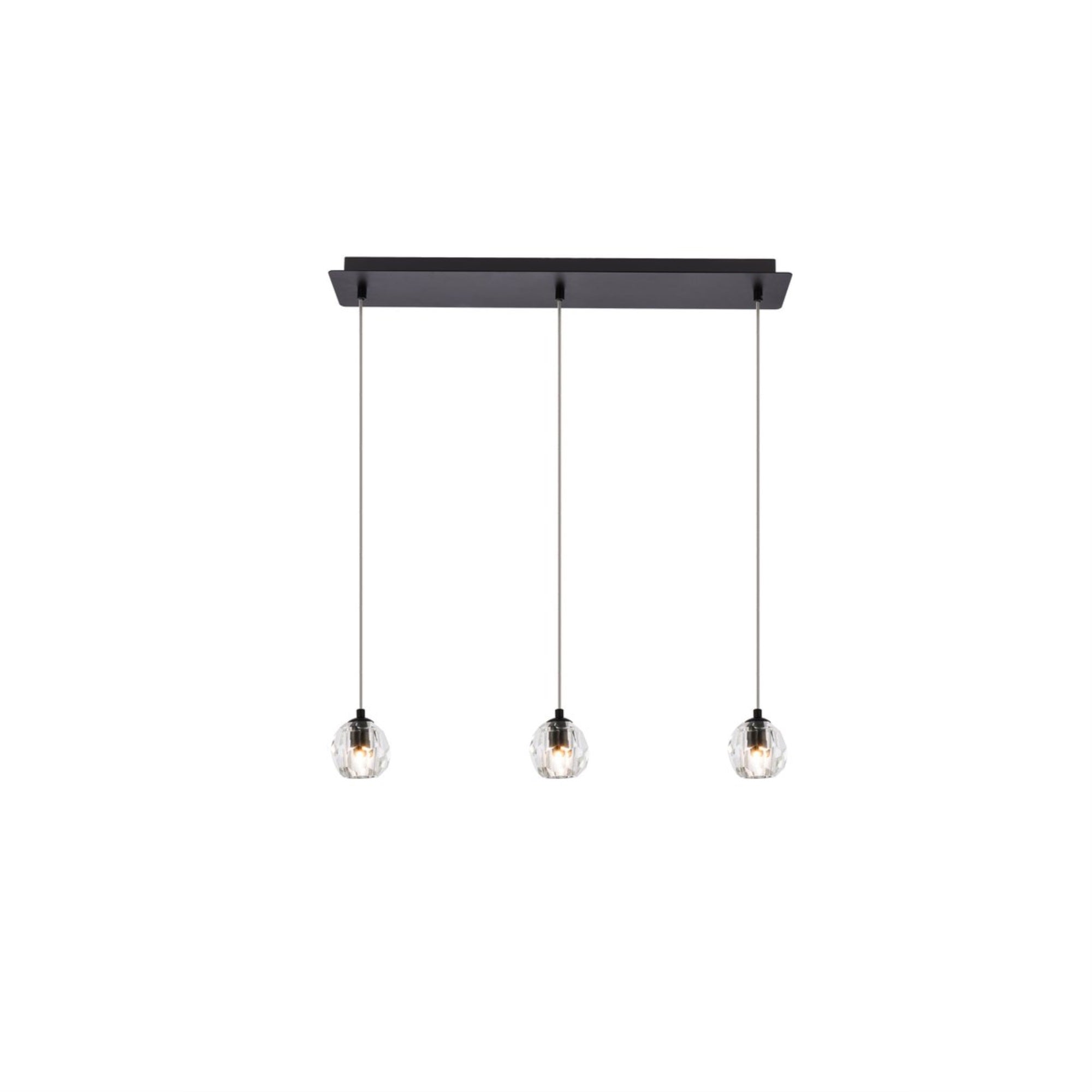 Elegant Lighting Eren Adjustable 3-Light Pendant - Black Stainless Steel - Model 3505D28BK - Ideal for Living Room, Kitchen, Bedroom, Hallway