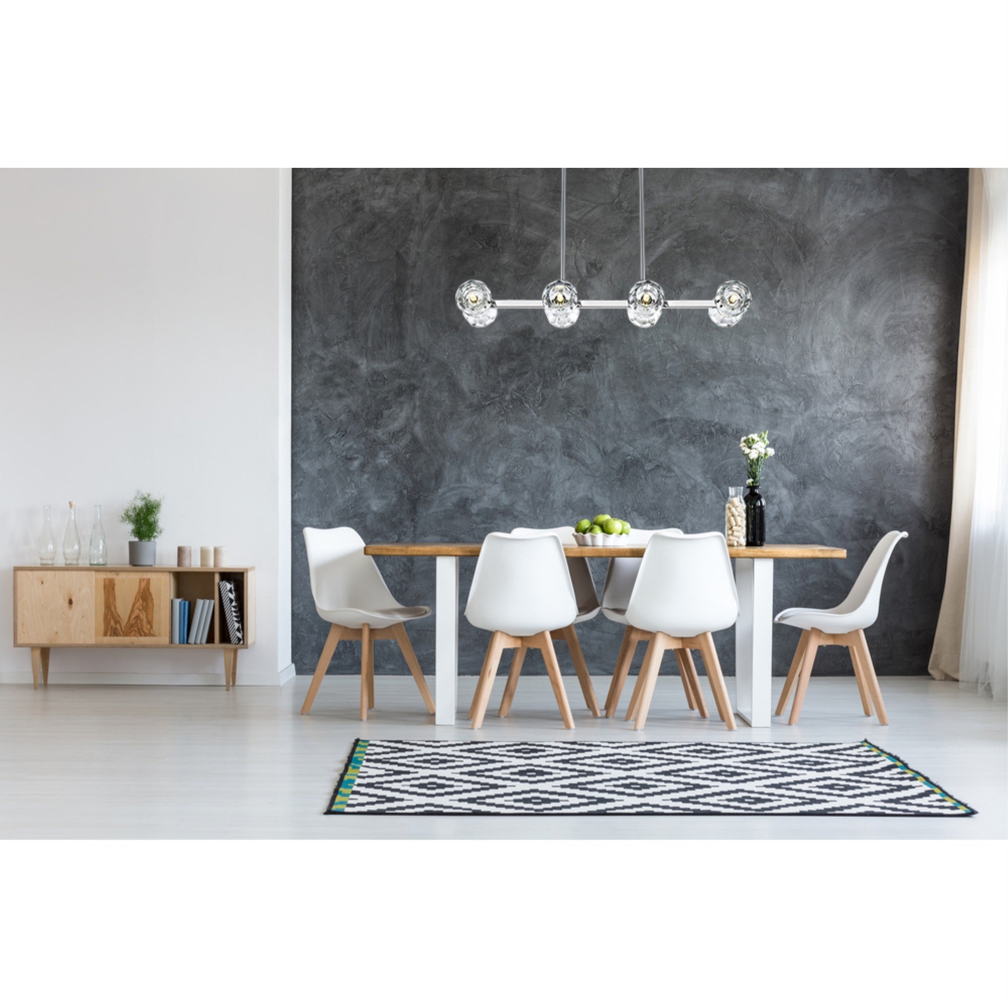 Elegant Lighting Eren Pendant Light, 31 Inch, Chrome Finish