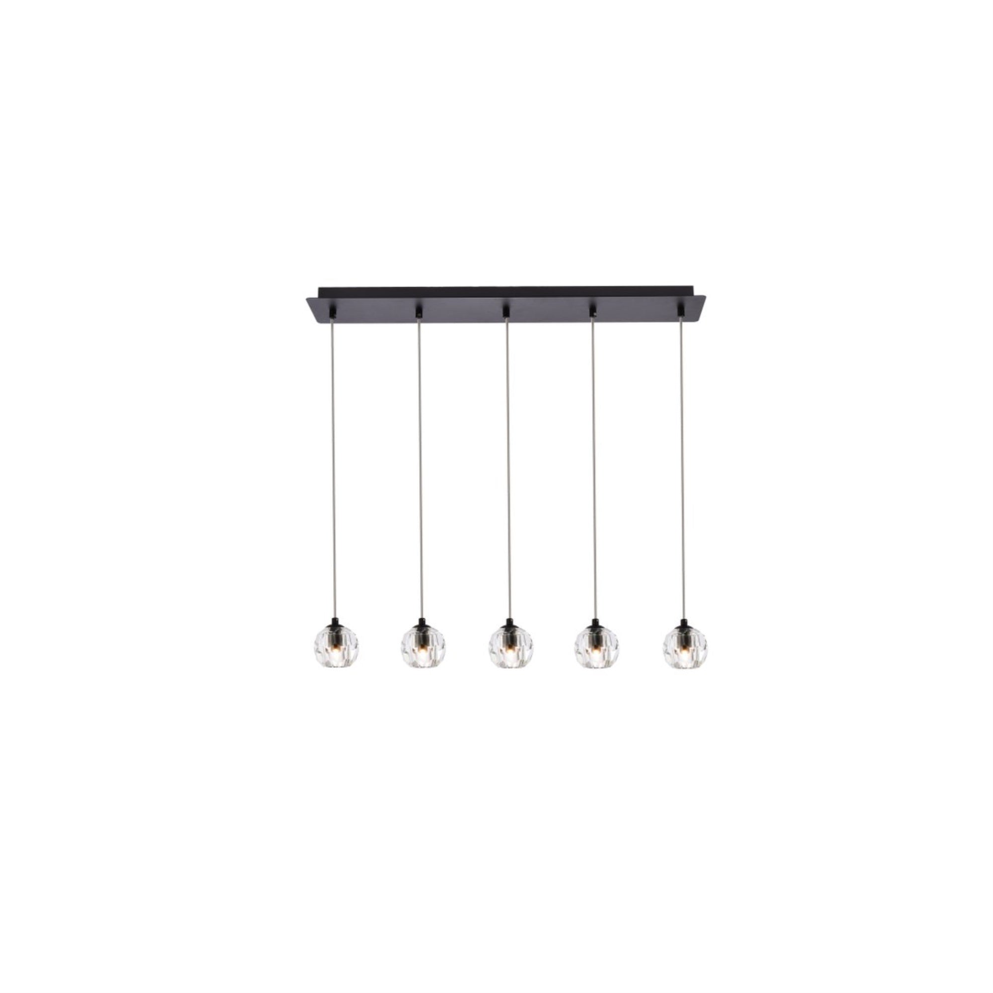 Elegant Lighting Eren Adjustable Pendant Light 5 Lights Stainless Steel Black Model 3505D32BK for Living Room, Kitchen, Bedroom, Hallway