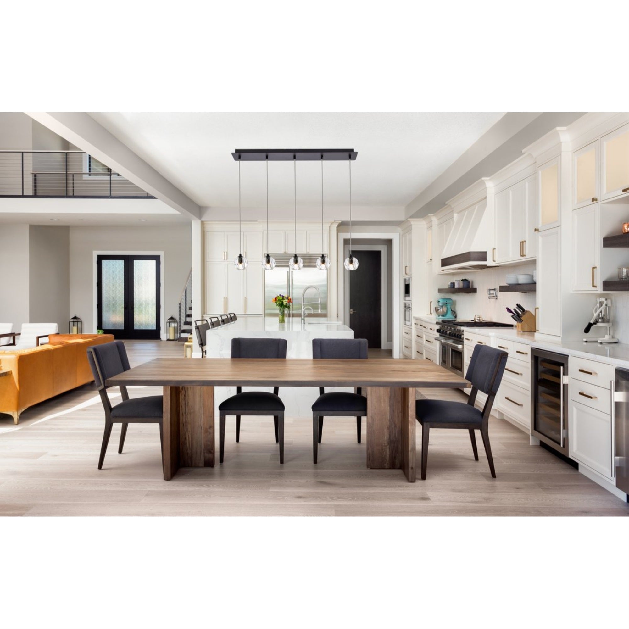 Elegant Lighting Eren Adjustable Pendant Light 5 Lights Stainless Steel Black Model 3505D32BK for Living Room, Kitchen, Bedroom, Hallway