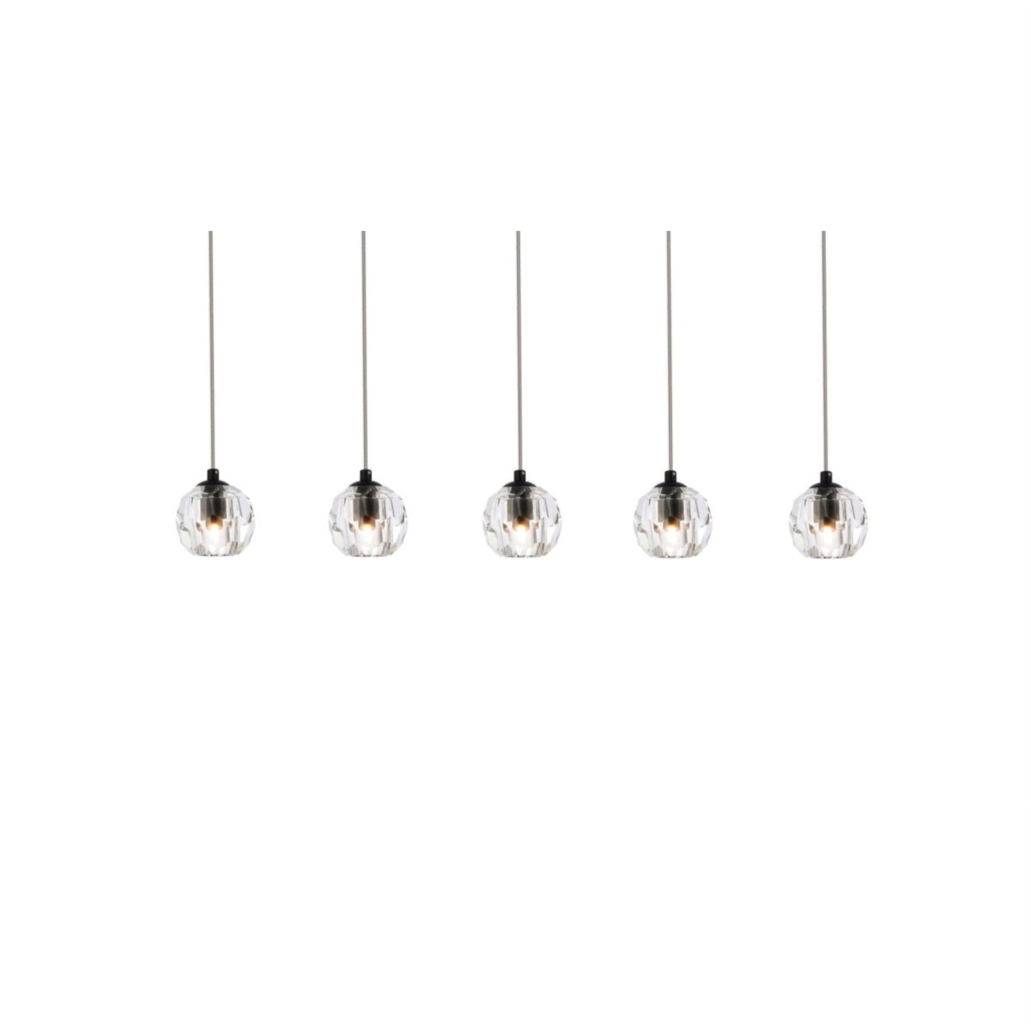 Elegant Lighting Eren Adjustable Pendant Light 5 Lights Stainless Steel Black Model 3505D32BK for Living Room, Kitchen, Bedroom, Hallway