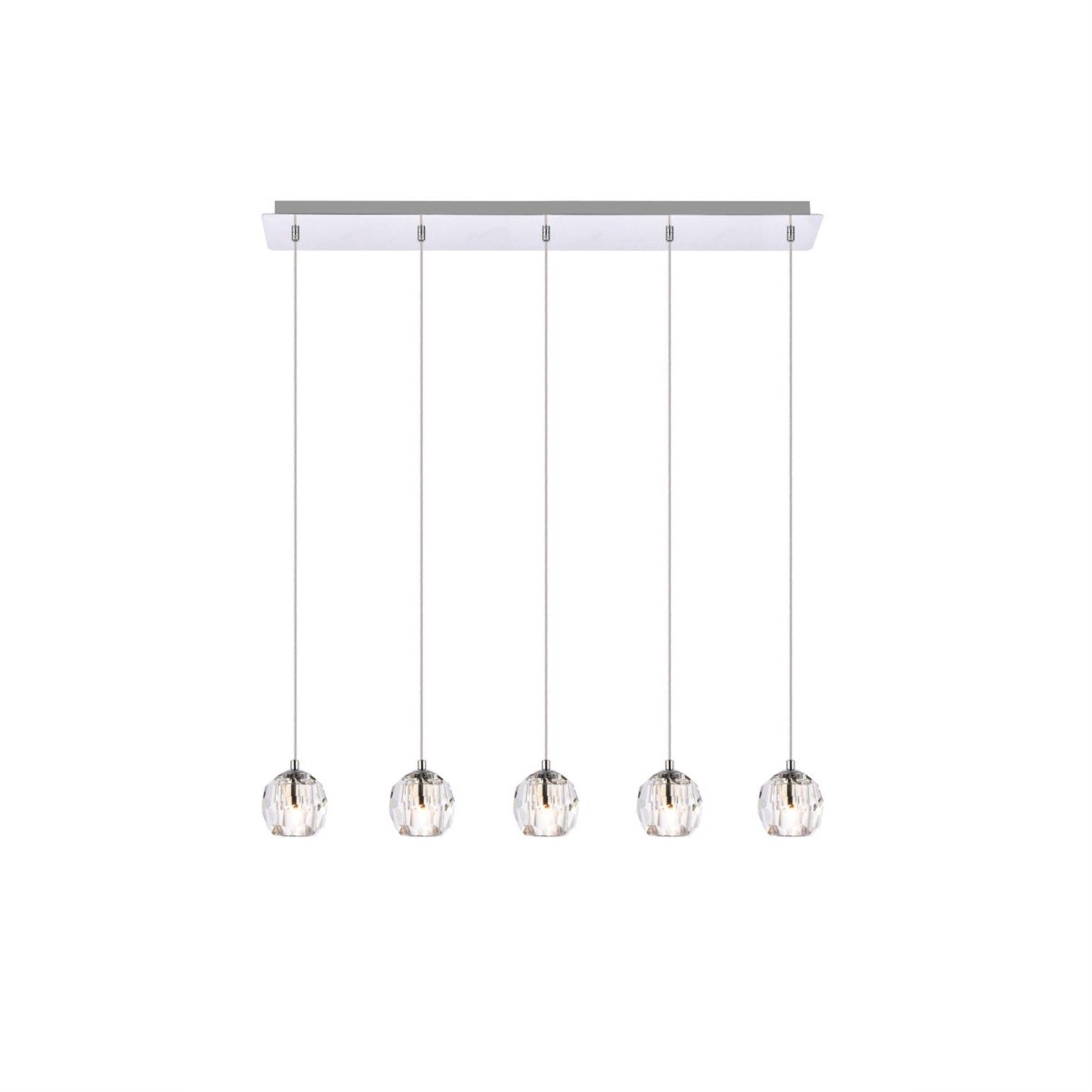 Elegant Lighting Eren 5-Light Adjustable Pendant, Chrome, Stainless Steel, Model 3505D32C