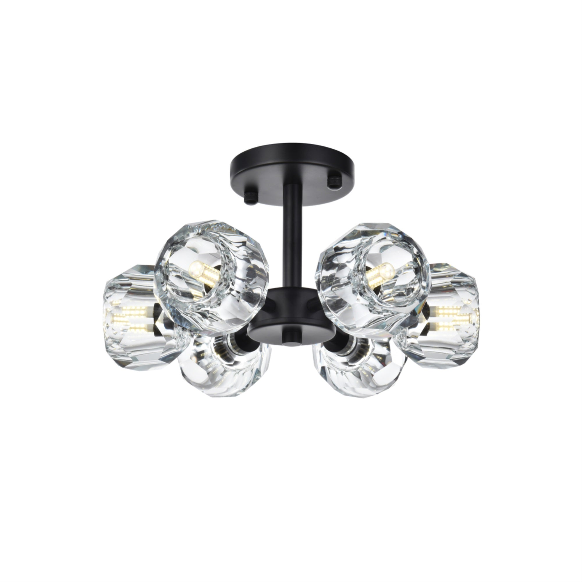 Elegant Lighting Eren Flush Mount Light Fixture, 14 Inch, Black Finish