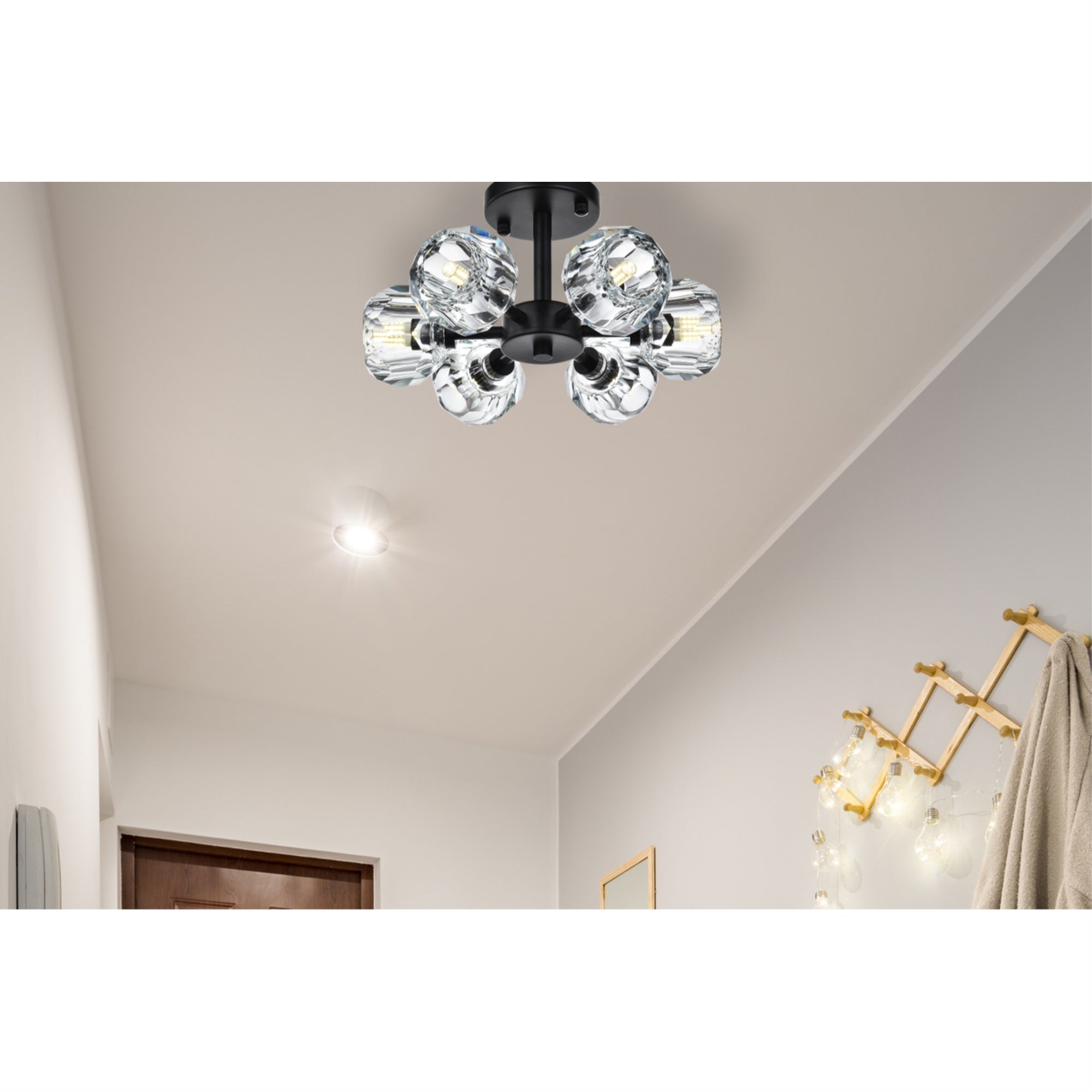 Elegant Lighting Eren Flush Mount Light Fixture, 14 Inch, Black Finish