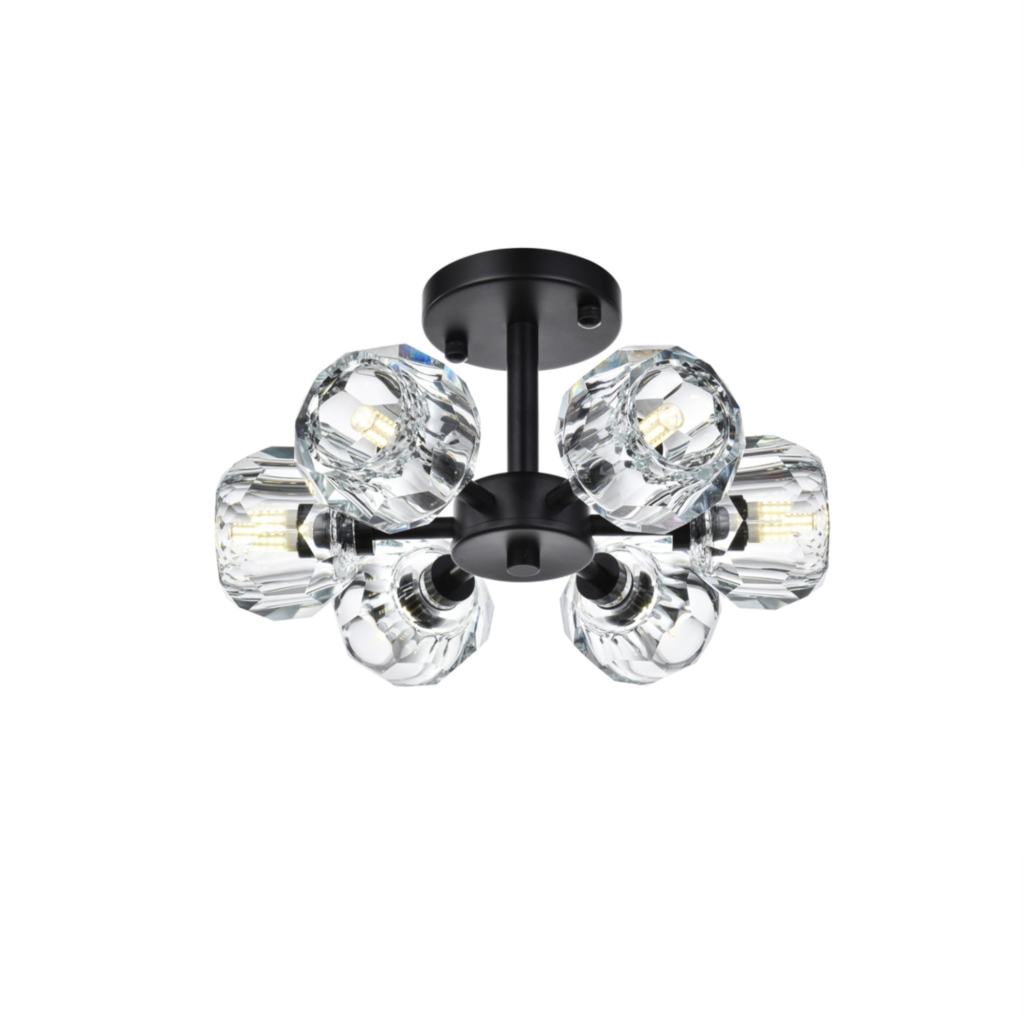 Elegant Lighting Eren Flush Mount Light Fixture, 14 Inch, Black Finish
