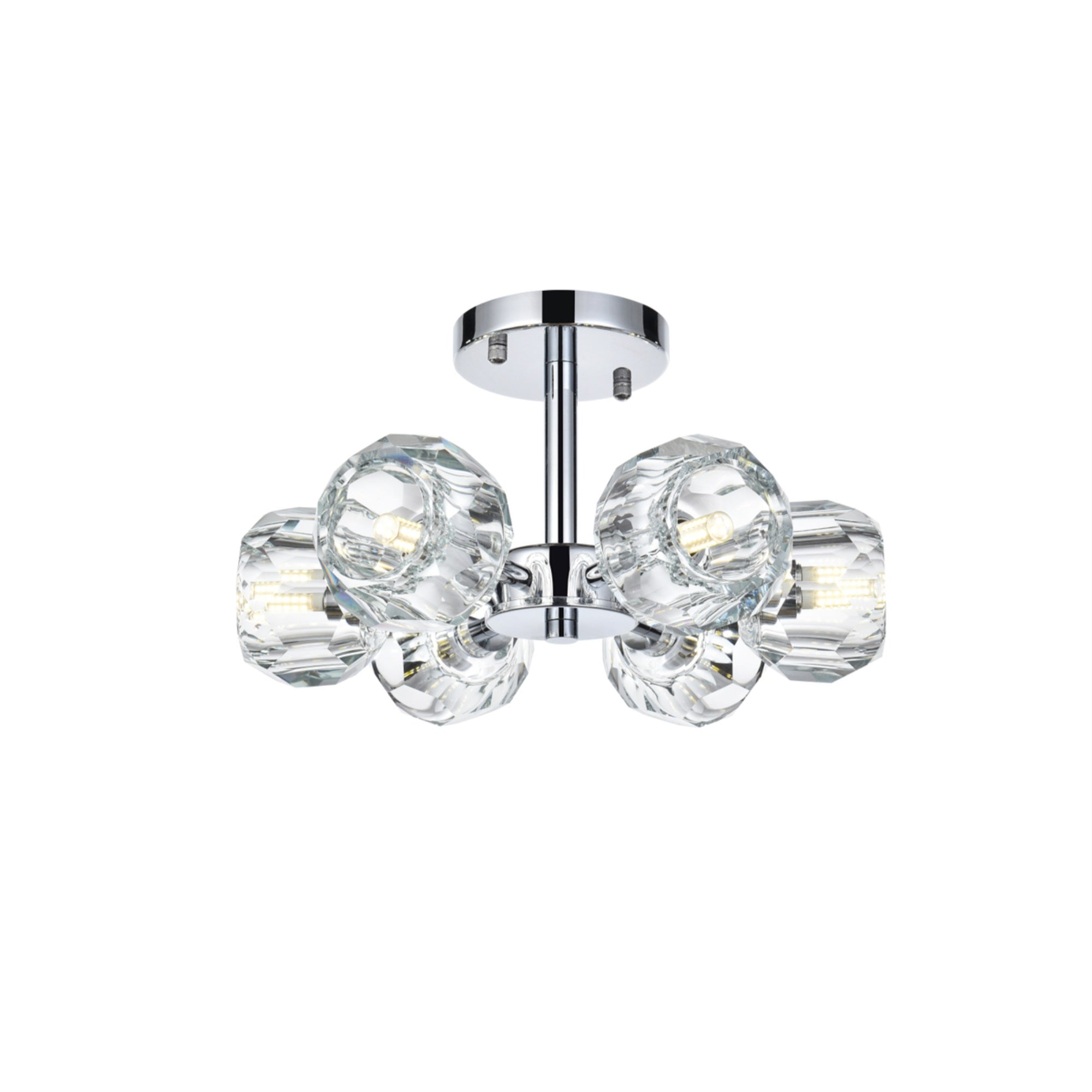 Elegant Lighting Eren Flush Mount Light Fixture, 14 Inch, Chrome Finish