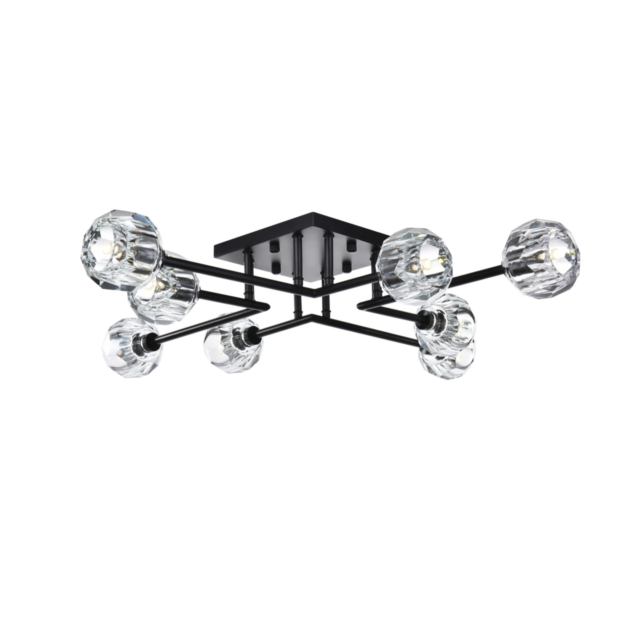 Elegant Lighting Eren Flush Mount Light Fixture, 31 Inch, Black, Glass
