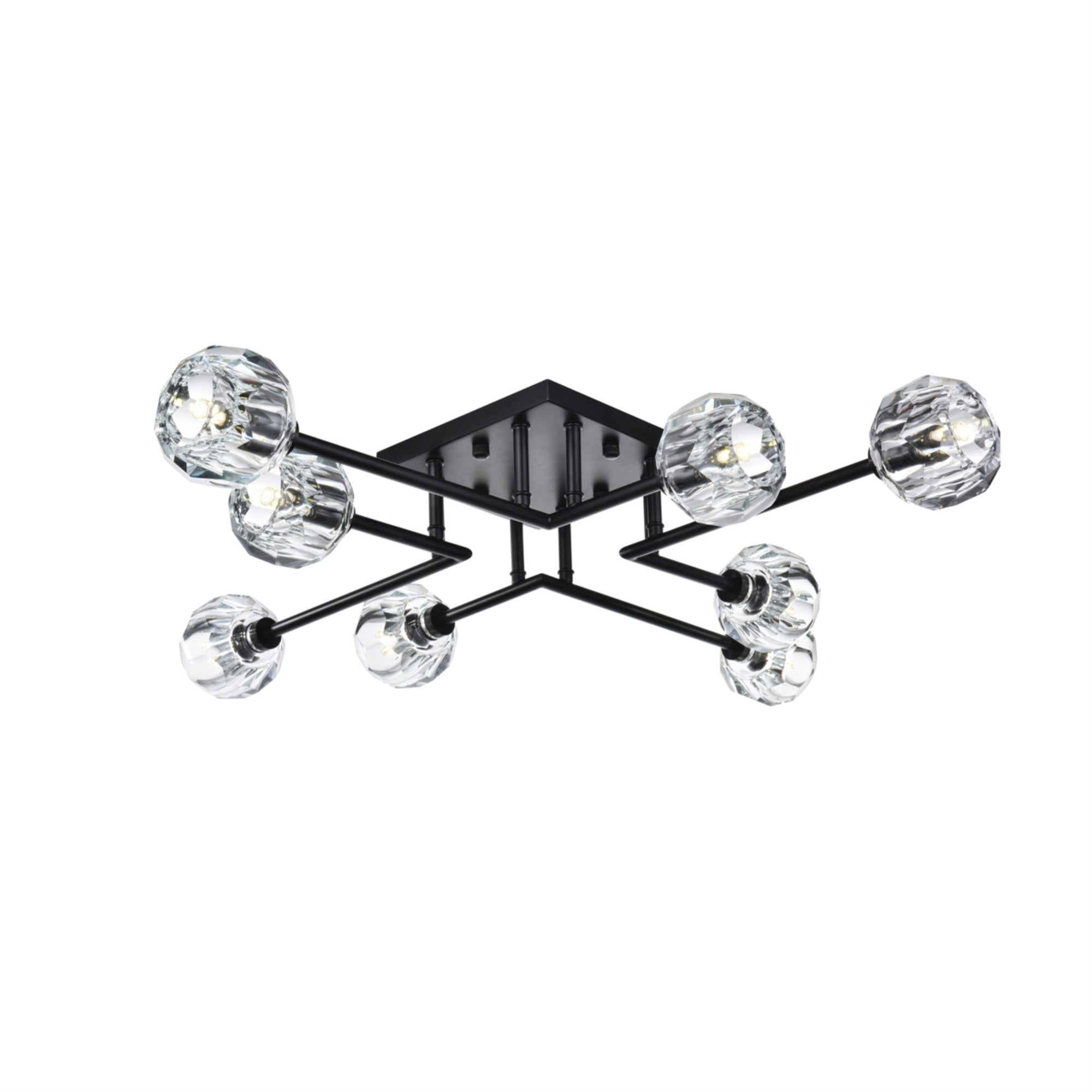 Elegant Lighting Eren Flush Mount Light Fixture, 31 Inch, Black, Glass
