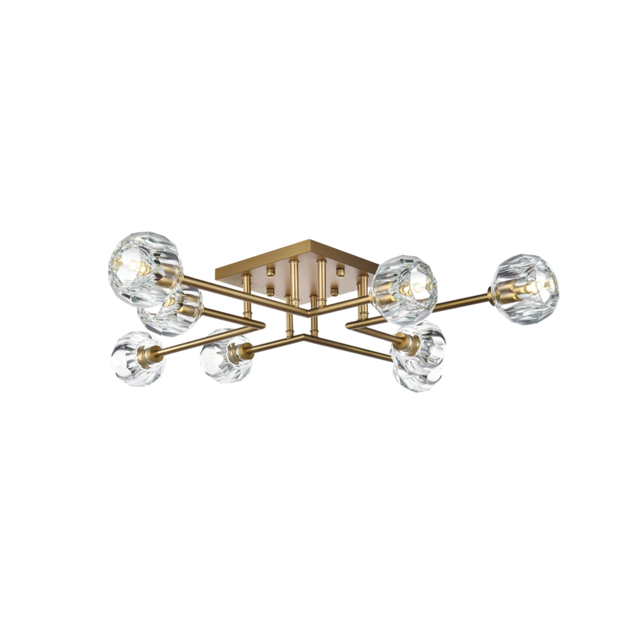 Elegant Lighting Eren 8-Light Metal & Crystal Flush Mount In Satin Gold/Clear