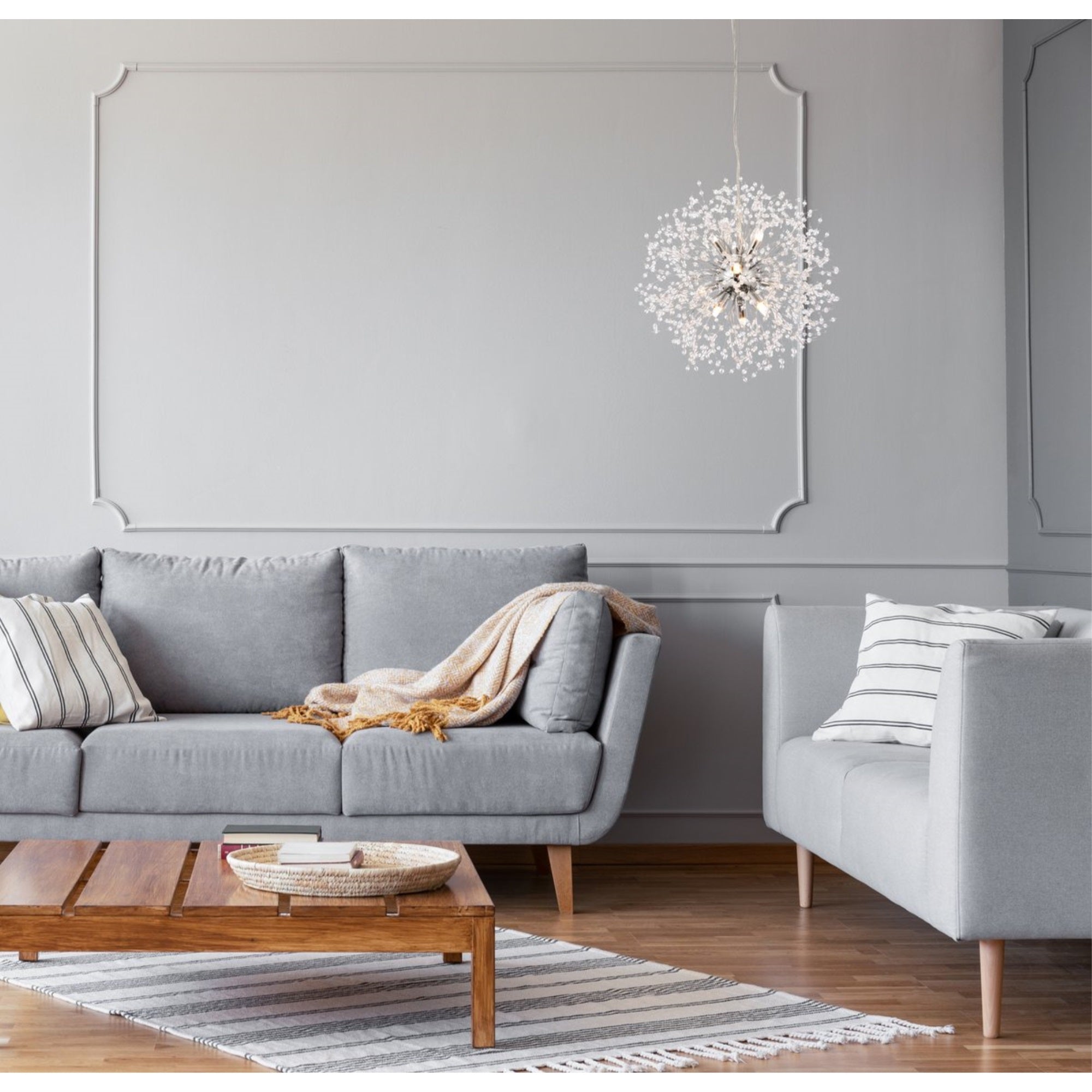 Elegant Lighting Luxurious Solace 9 Lights Pendant For Living Room, Bedroom & Hallway, Chrome