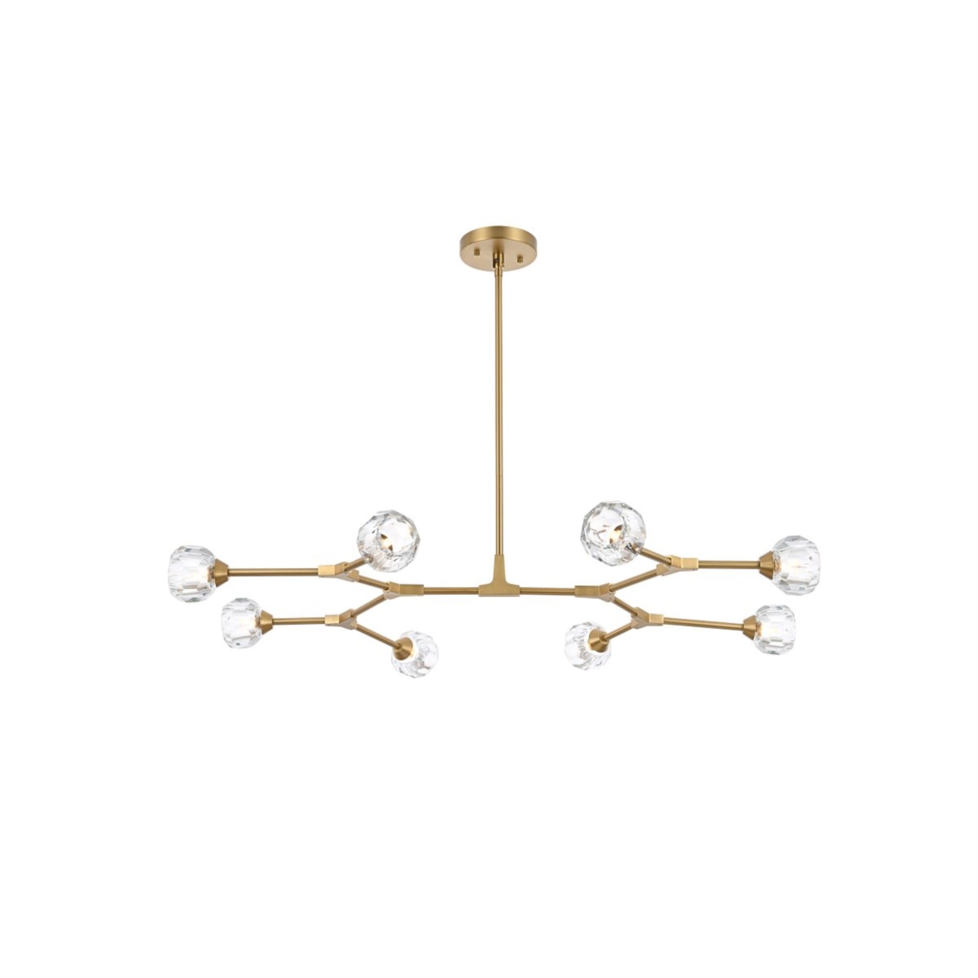 Elegant Lighting Zayne 8 Light Pendant, Gold, Crystal, 4x45x33, Model 3508D45G