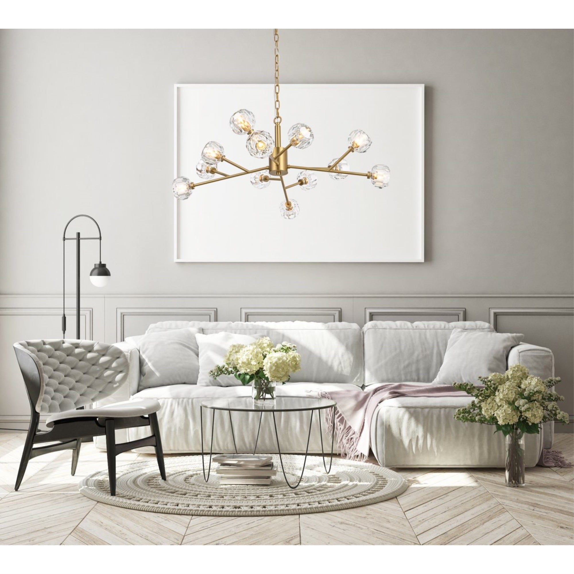 Elegant Lighting Graham 12 Light Pendant, Gold, Iron, 13x35x35, Model 3509D35G