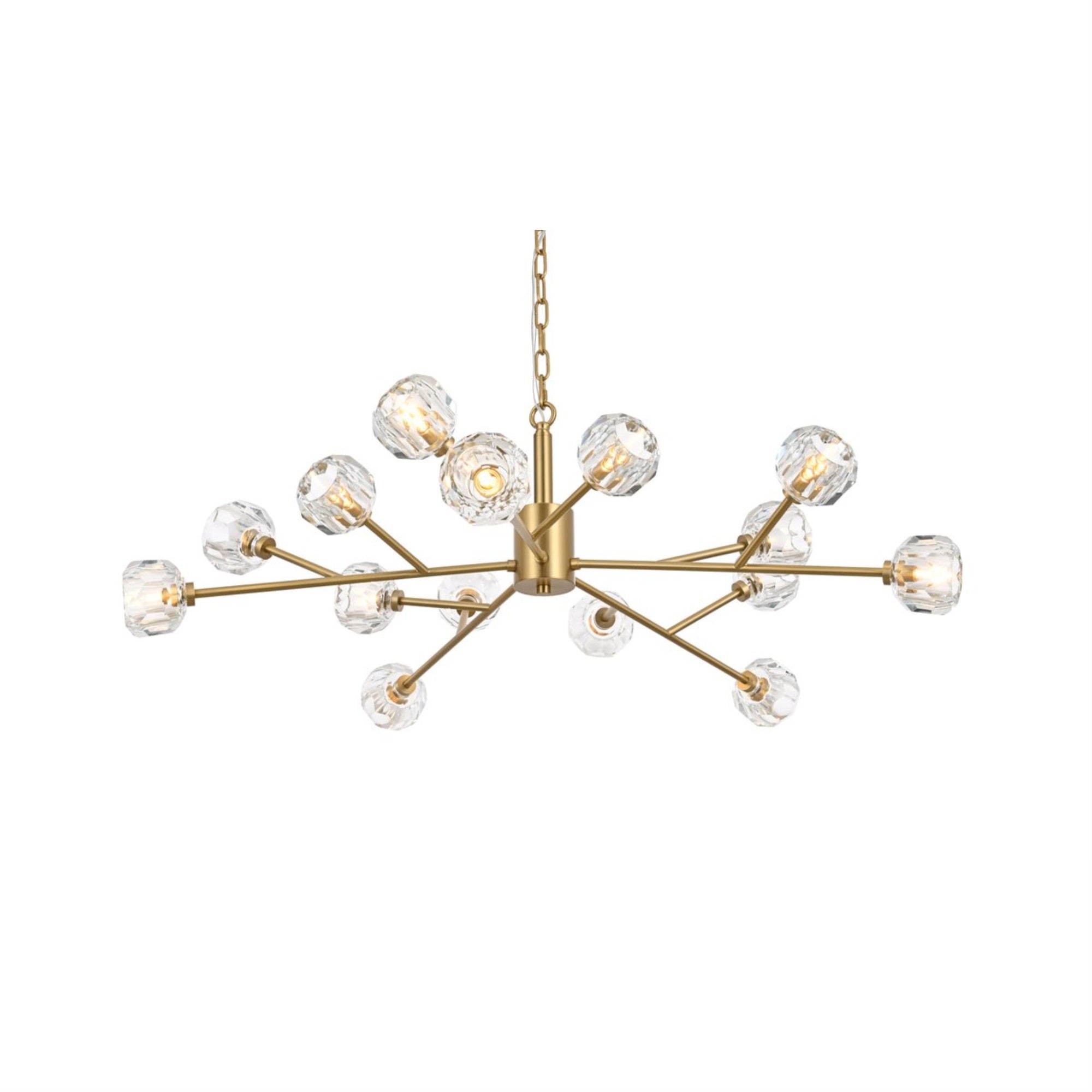 Elegant Lighting Graham Pendant Light, 15 Lights, Iron, 13x42x42 inches, Gold, Model 3509D42G