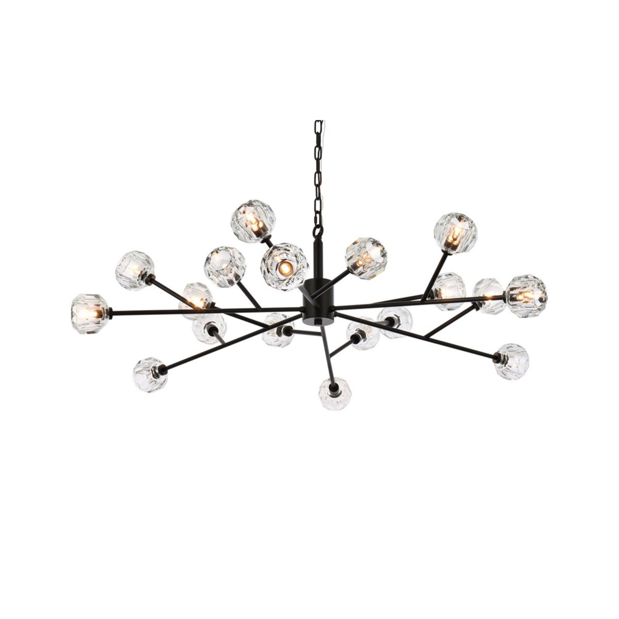 Elegant Lighting Graham Pendant Light, 18 Lights, Iron, 13x48x48, Black, Model 3509D48BK