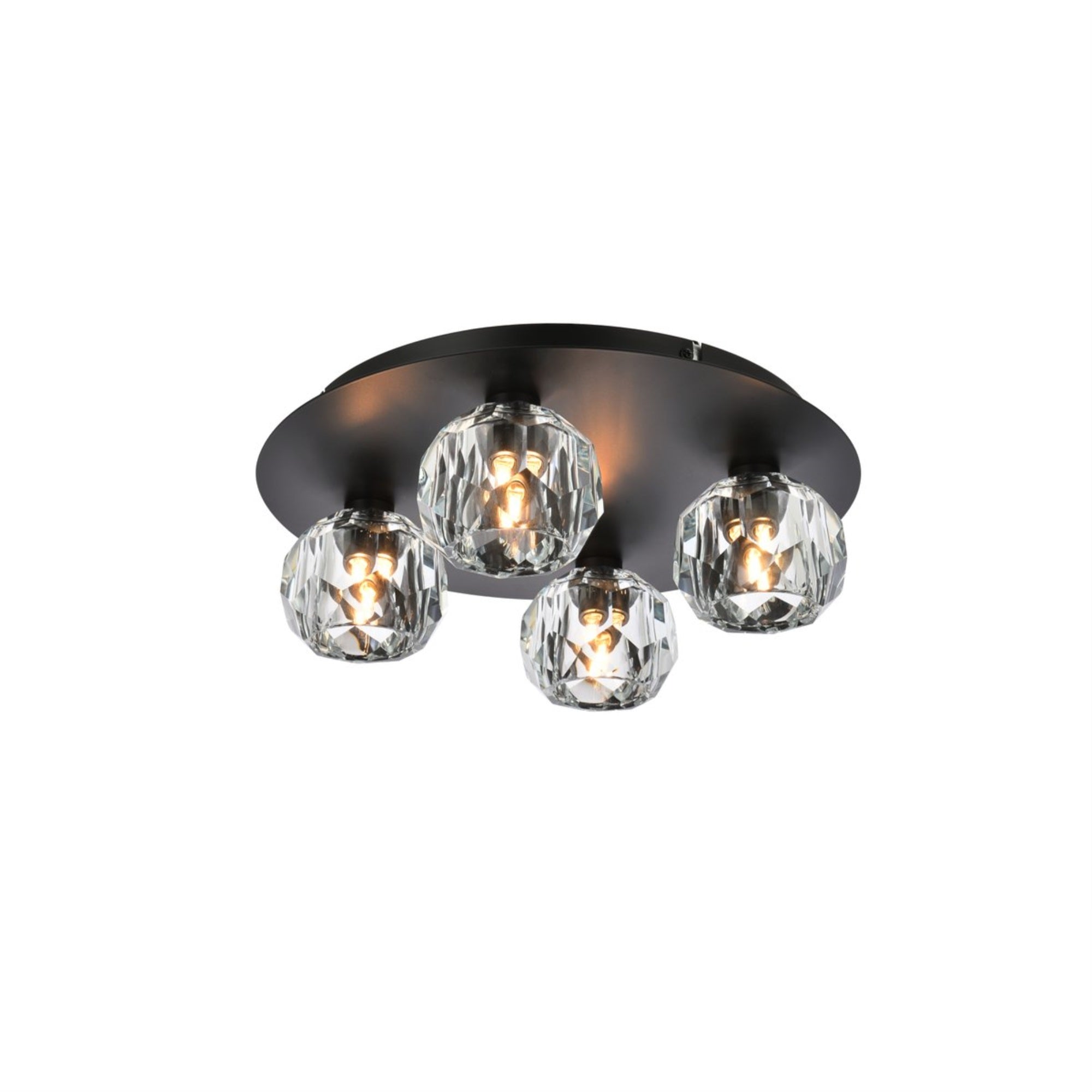 Elegant Lighting Graham Ceiling Lamp, 4 Light, Iron, 14in Size, Black, Model 3509F14BK