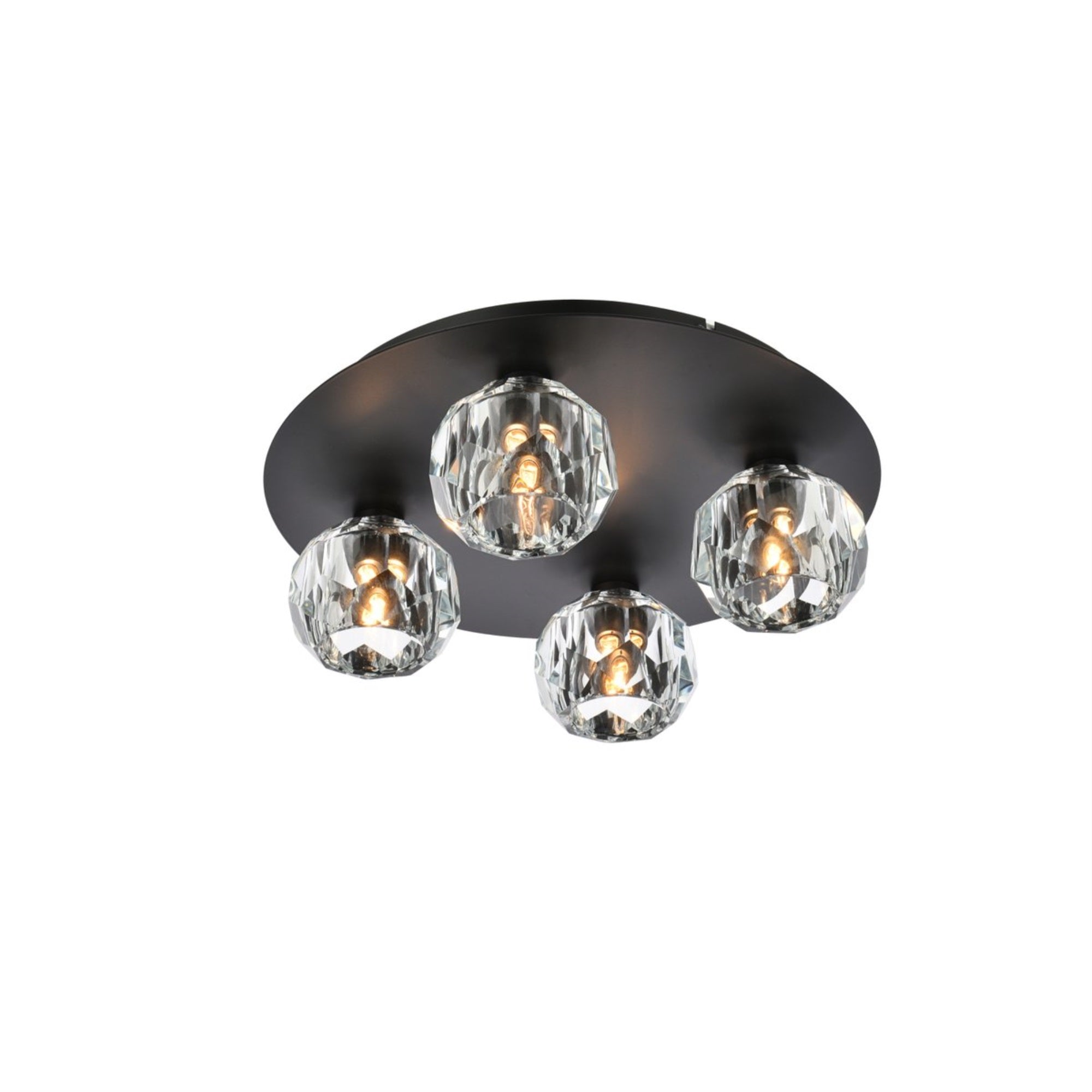 Elegant Lighting Graham Ceiling Lamp, 4 Light, Iron, 14in Size, Black, Model 3509F14BK